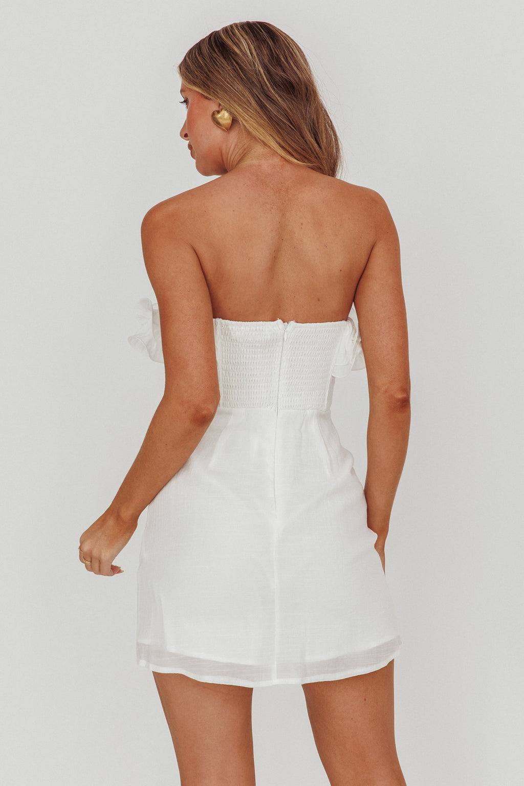 Norah Strapless Mini Dress White by Selfie Leslie Australia