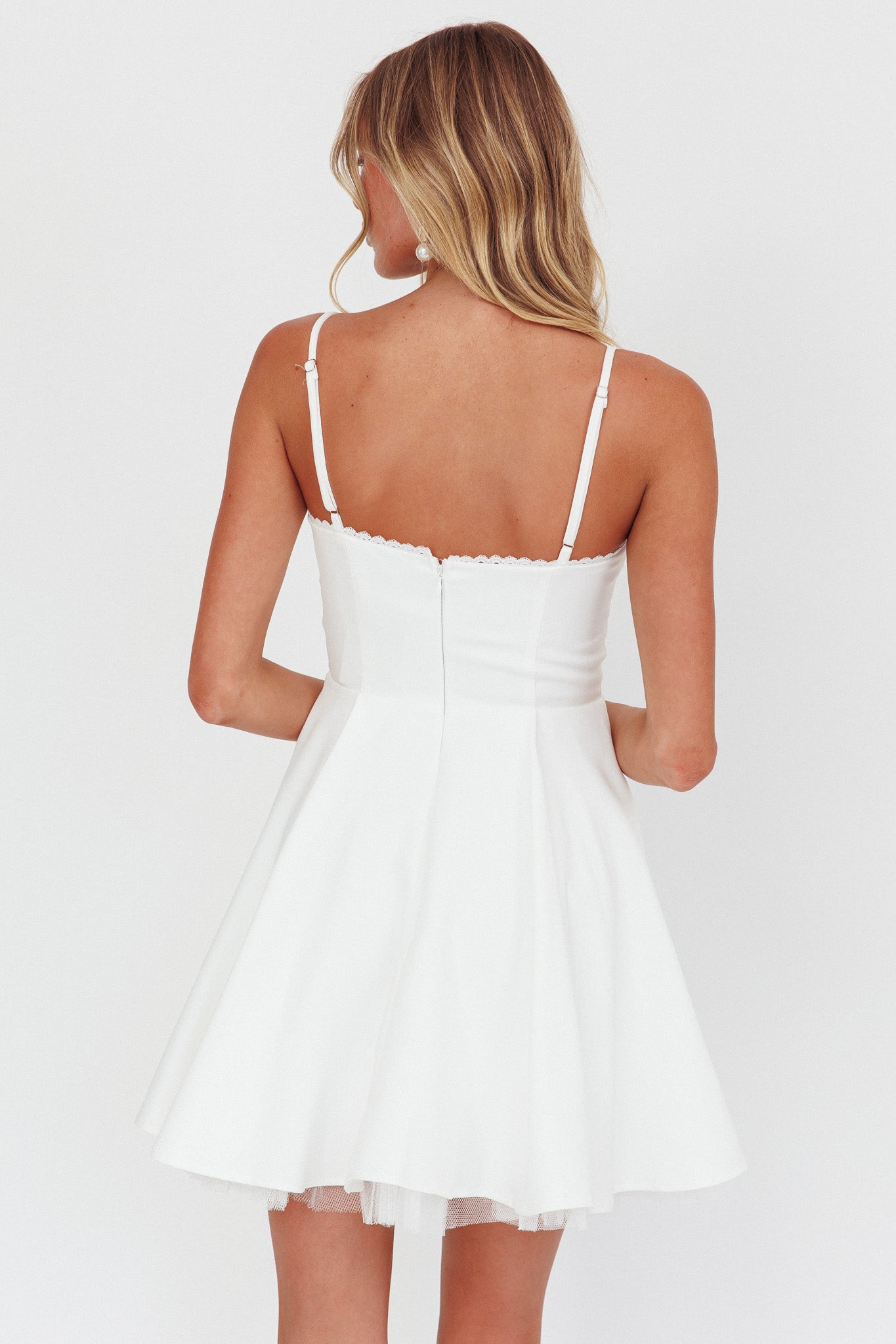 Scully Frill Trim A-Line Mini Dress White by Selfie Leslie Australia