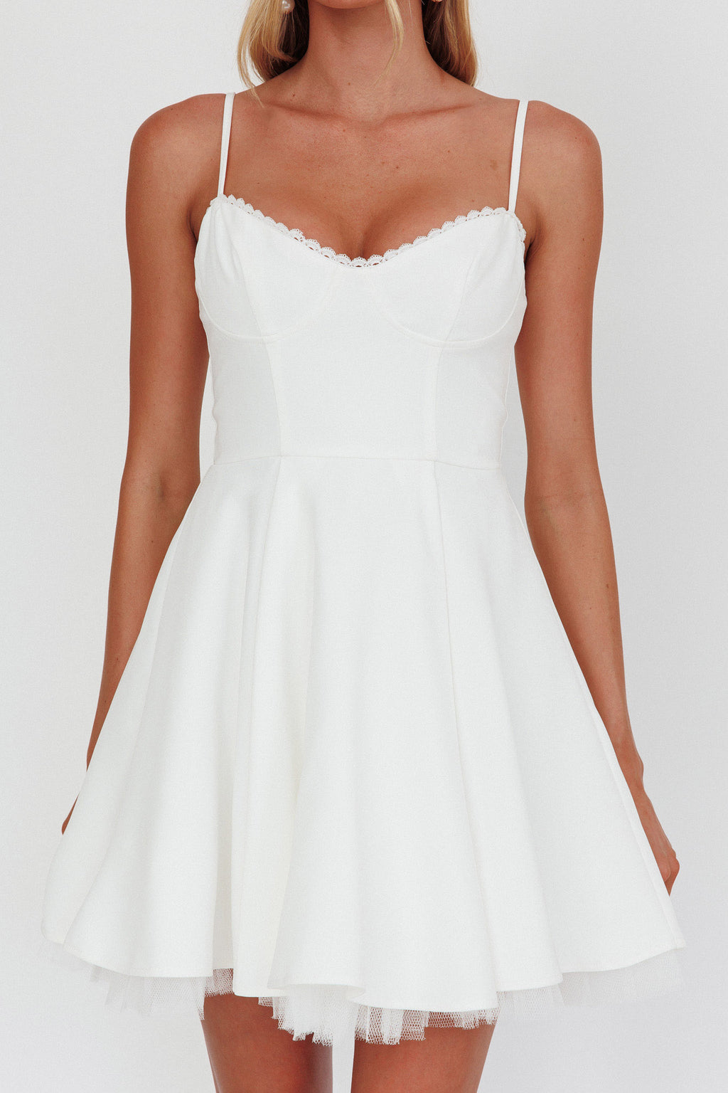 Scully Frill Trim A-Line Mini Dress White by Selfie Leslie Australia