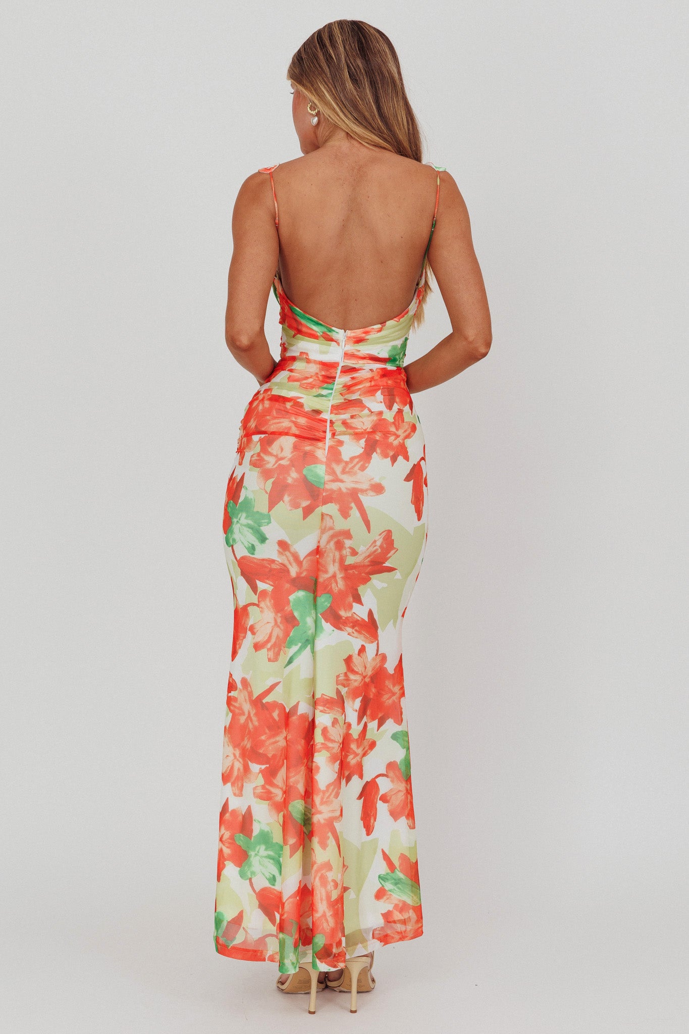 Odelia Sweetheart Mermaid Maxi Dress Print Red by Selfie Leslie Australia