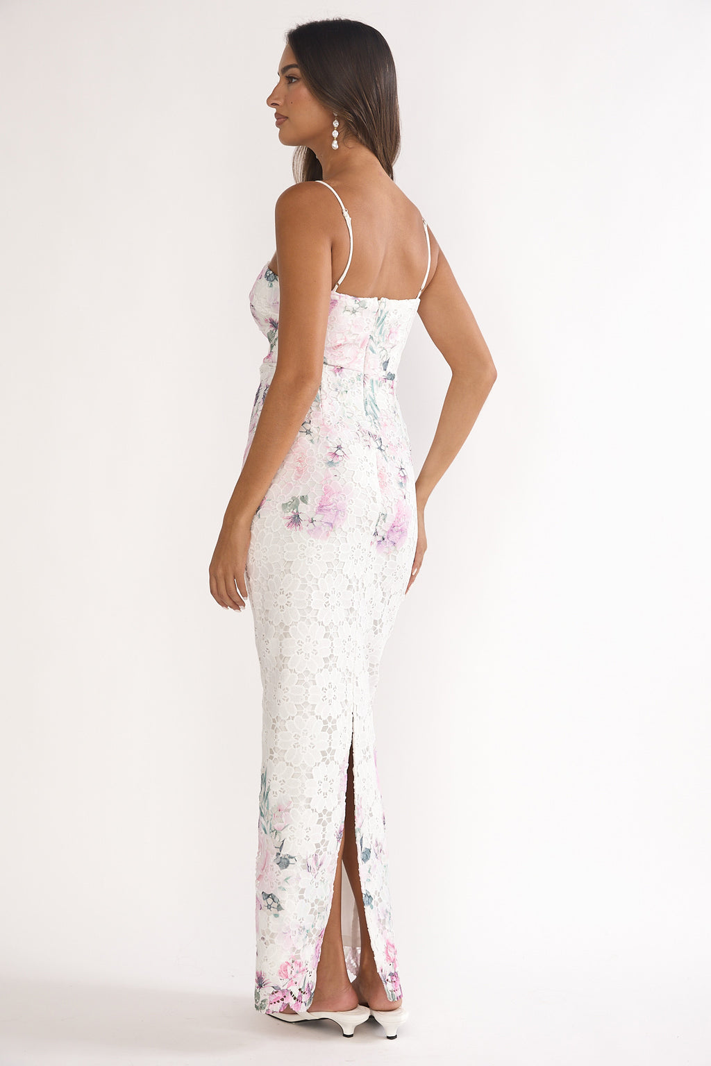 Kaela Crochet Overlay Maxi Dress Floral Pink by Selfie Leslie Australia