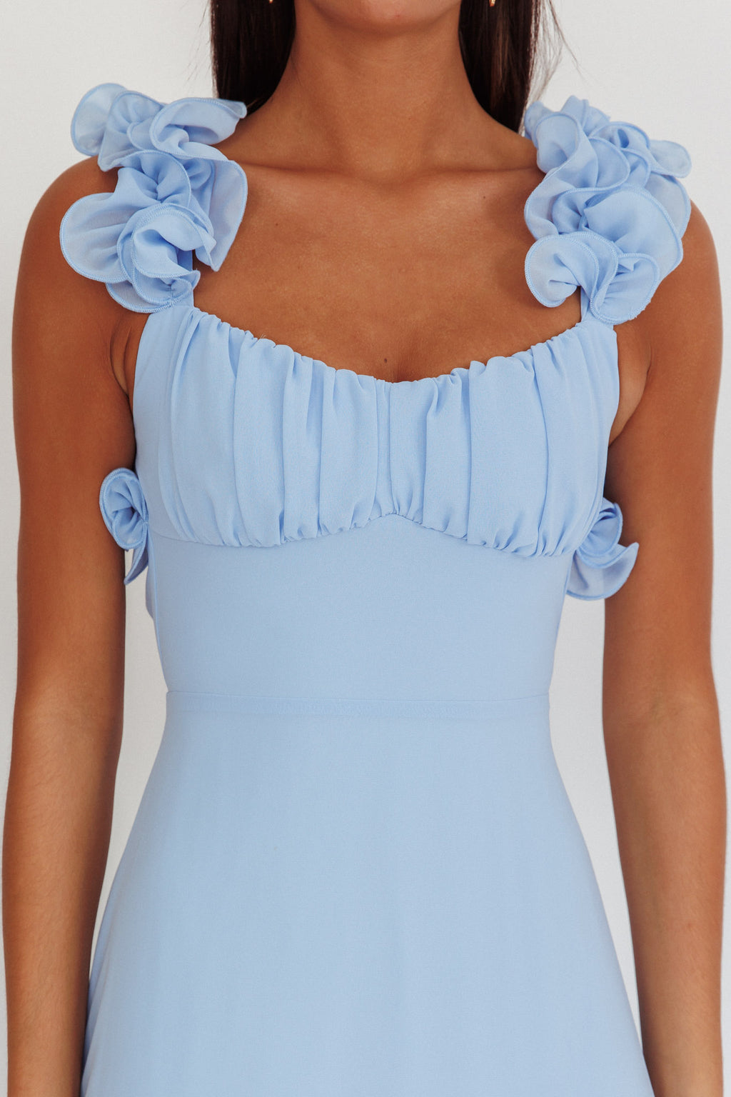 Eloquent Lace-Up Back Maxi Dress Blue by Selfie Leslie Australia