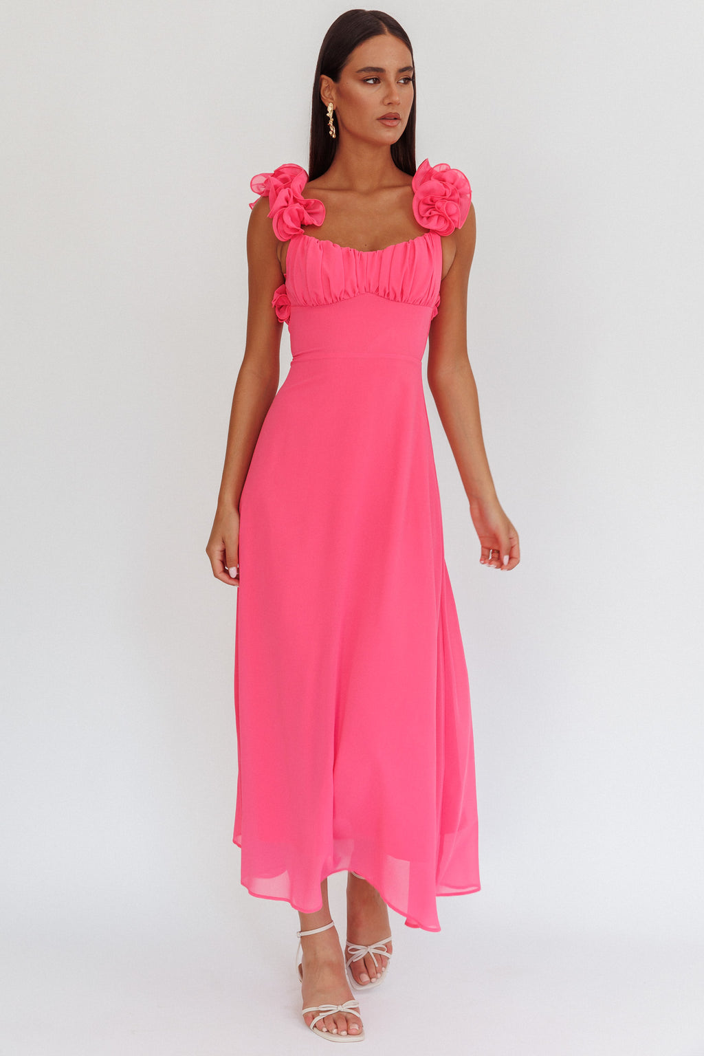 Eloquent Lace-Up Back Maxi Dress Hot Pink by Selfie Leslie Australia