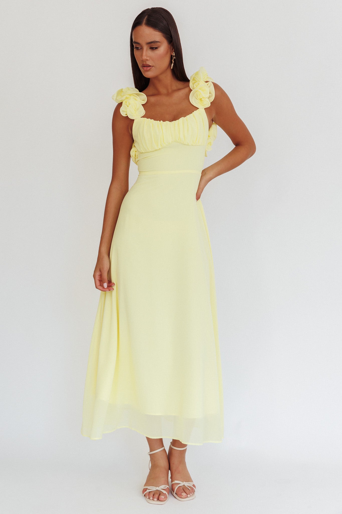 Eloquent Lace-Up Back Maxi Dress Yellow by Selfie Leslie Australia