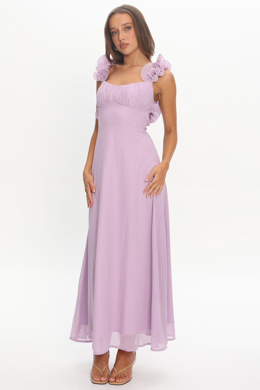 Eloquent Lace-Up Back Maxi Dress Lilac by Selfie Leslie Australia
