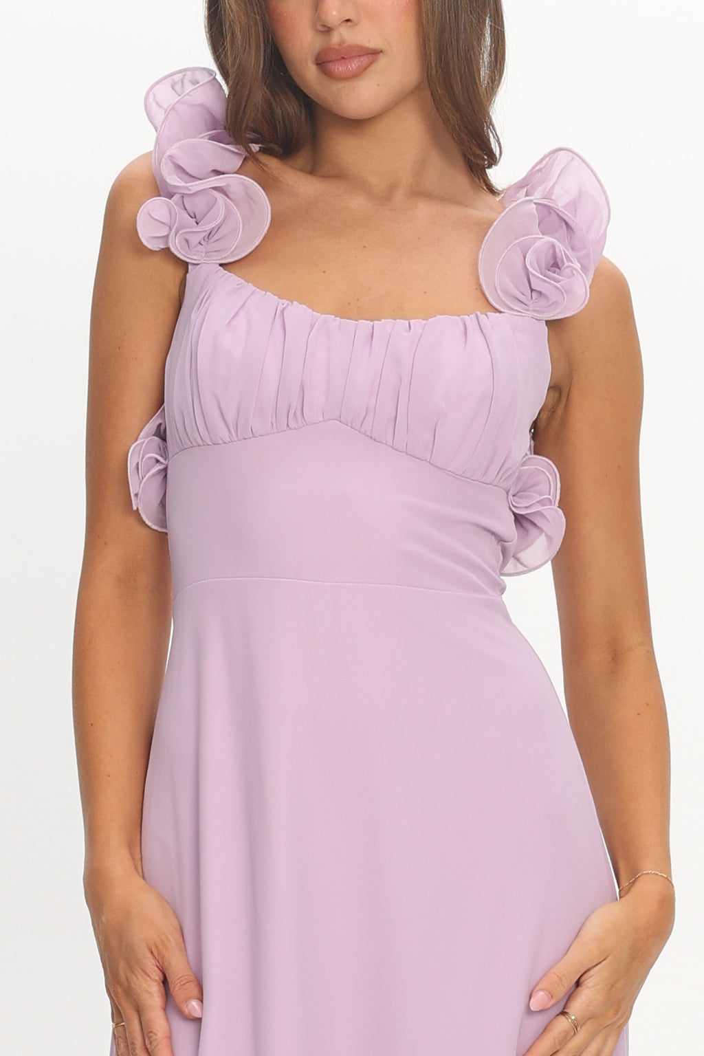 Eloquent Lace-Up Back Maxi Dress Lilac by Selfie Leslie Australia