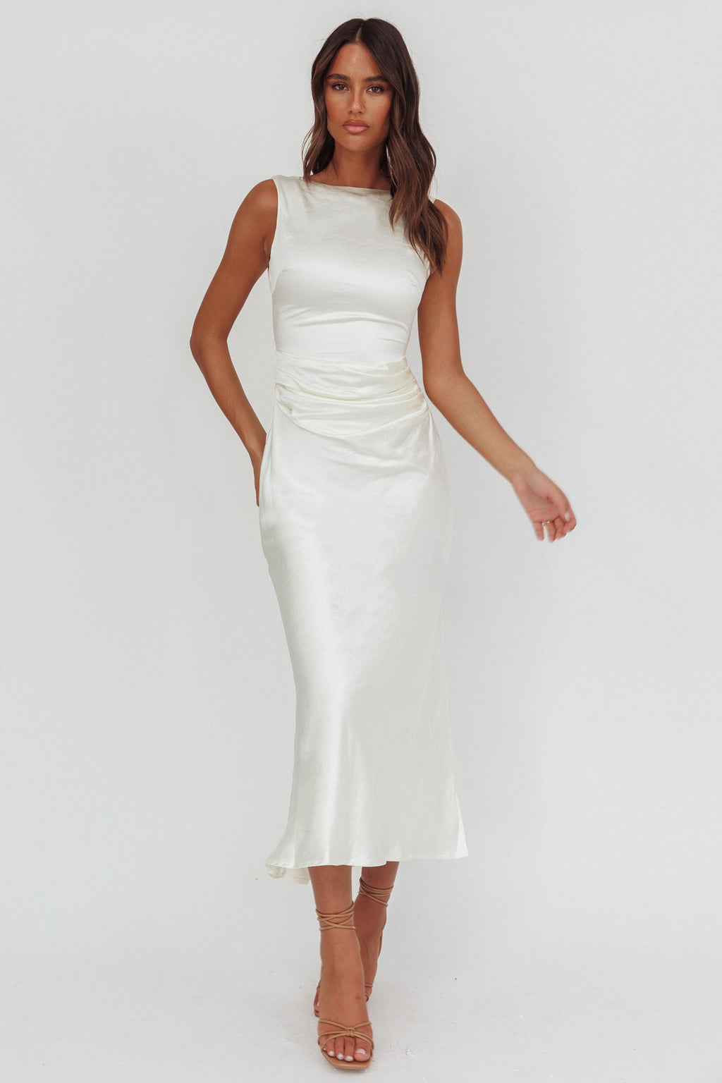Helsi Pearl Back Midi Dress White by Selfie Leslie Australia