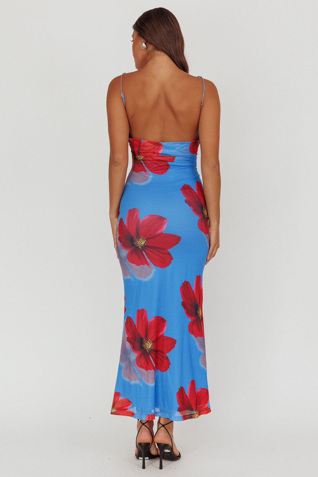 Helsi Low Back Maxi Dress Floral Blue by Selfie Leslie Australia