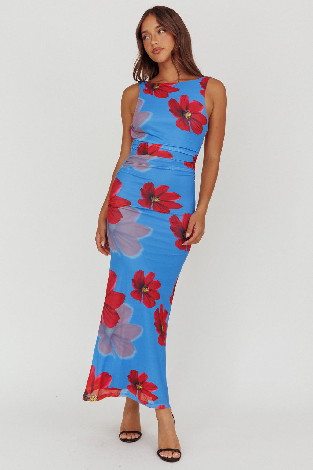 Helsi Low Back Maxi Dress Floral Blue by Selfie Leslie Australia
