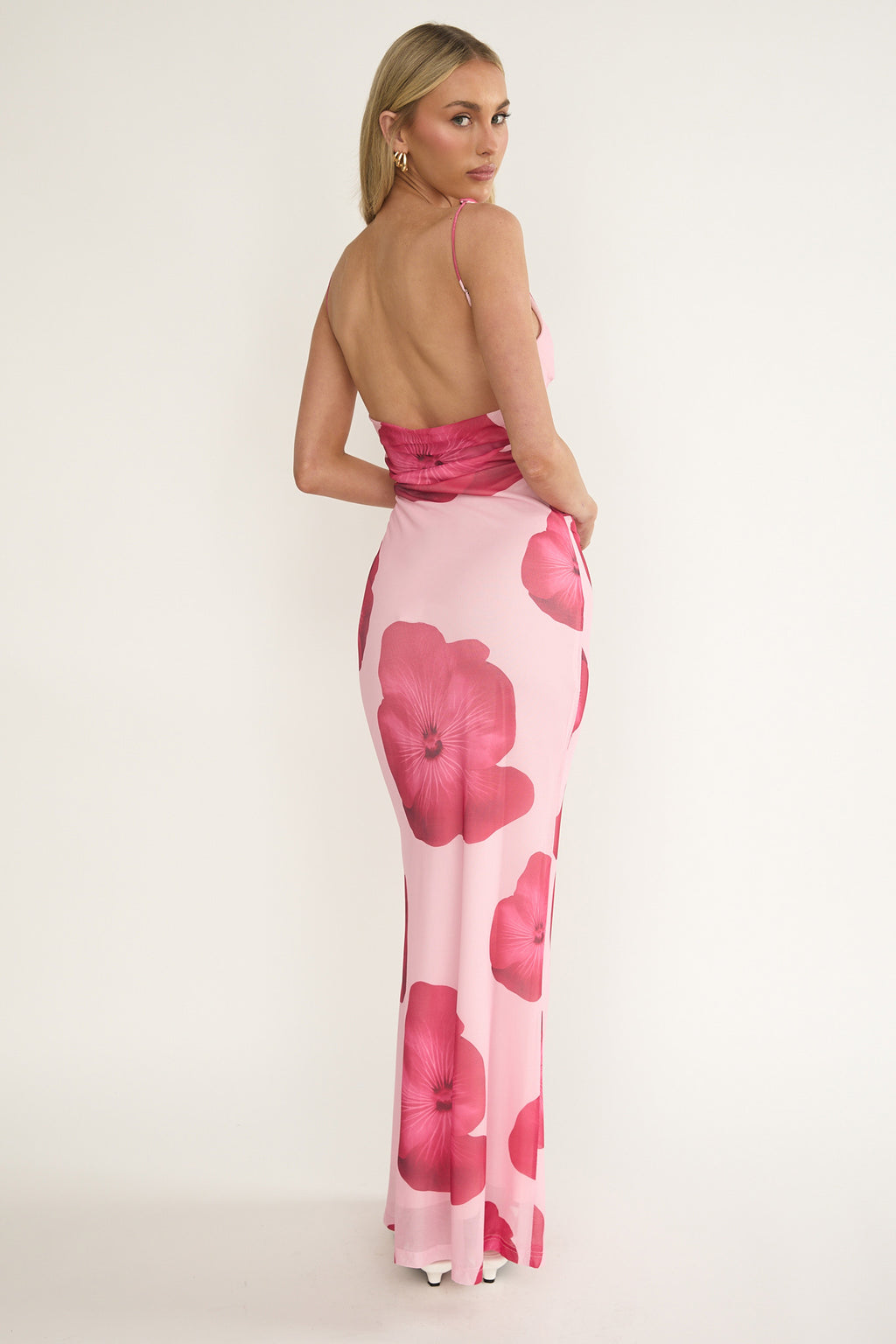 Helsi Low Back Maxi Dress Floral Pink by Selfie Leslie Australia