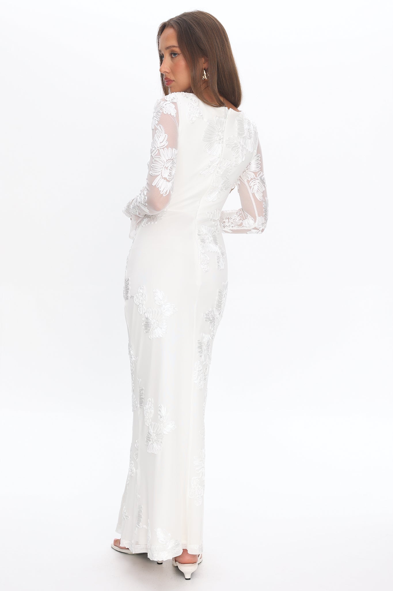 Helsi Long Sleeve Embellished Maxi Dress White by Selfie Leslie Australia