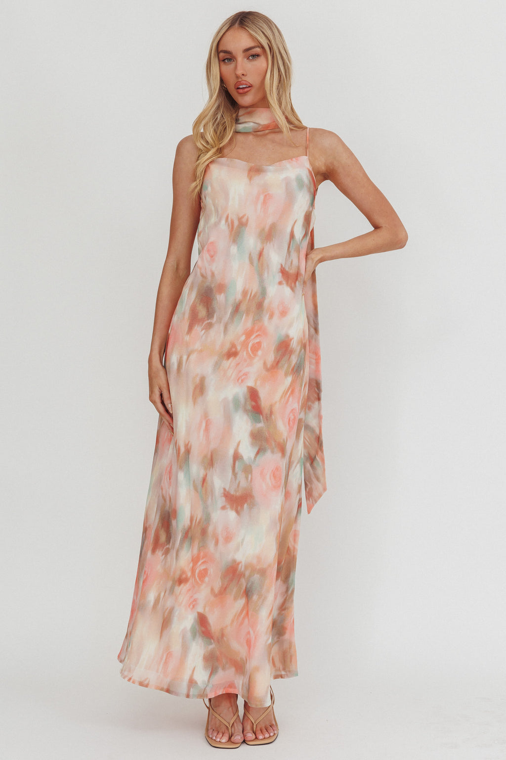 Helsi Cowl Back Maxi Dress Print Pink by Selfie Leslie Australia
