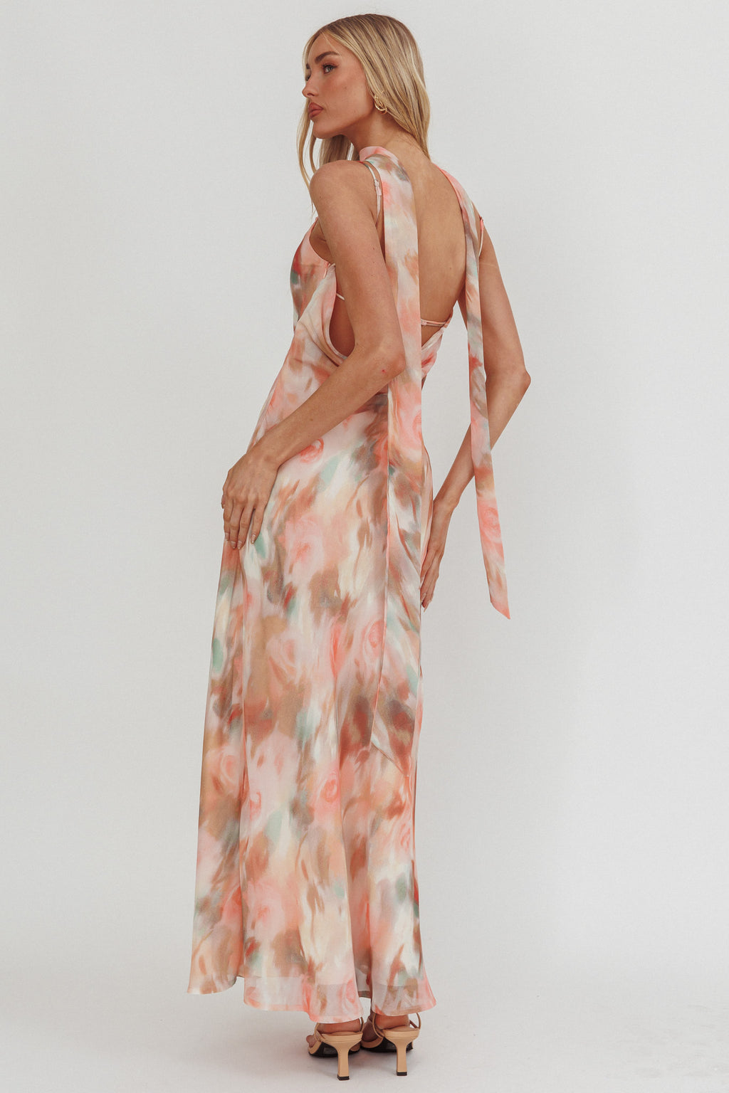 Helsi Cowl Back Maxi Dress Print Pink by Selfie Leslie Australia