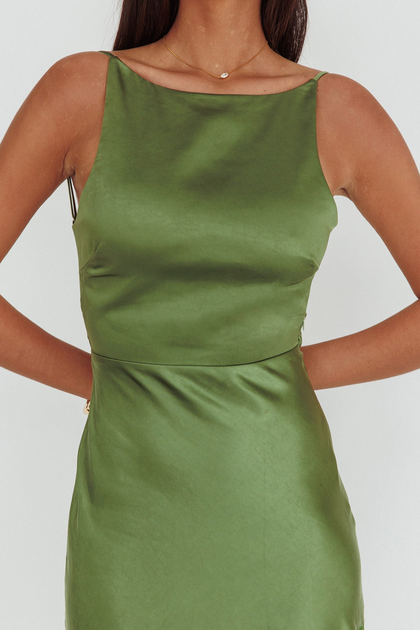 Helsi Low Back Lace Insert Maxi Dress Forest Green by Selfie Leslie Australia