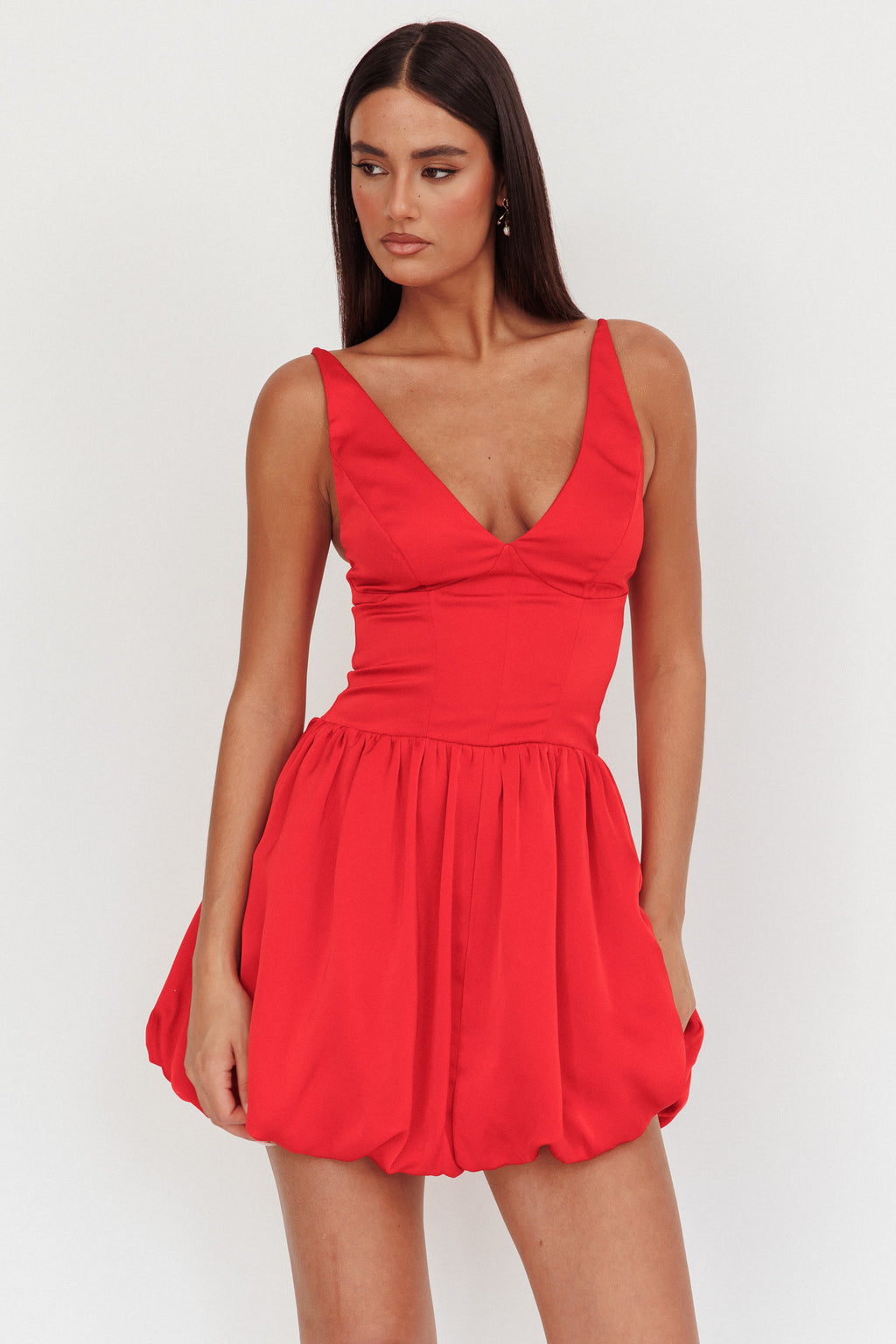 Eye Catching Balloon Skirt Mini Dress Red by Selfie Leslie Australia