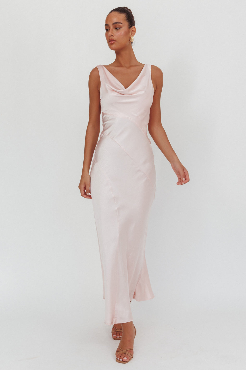 Good Intentions Cowl Neck Open Back Maxi Dress Pink by Selfie Leslie Australia