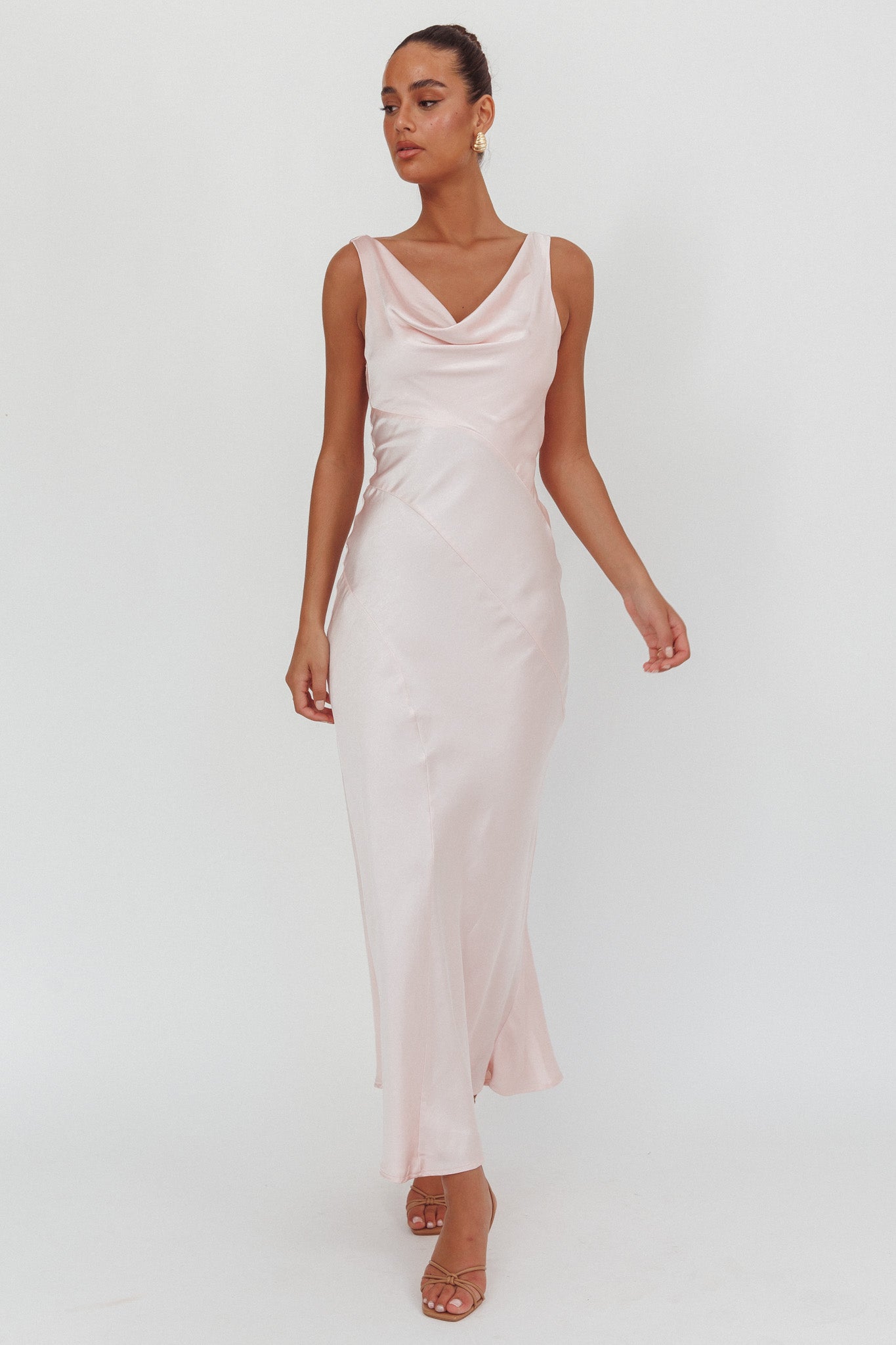 Good Intentions Cowl Neck Open Back Maxi Dress Pink by Selfie Leslie Australia