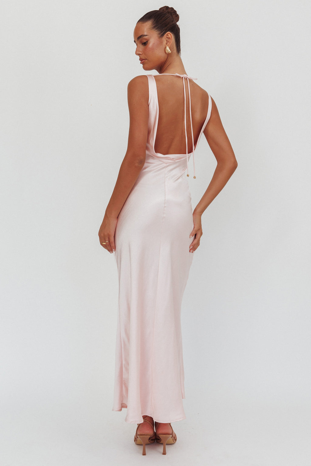 Good Intentions Cowl Neck Open Back Maxi Dress Pink by Selfie Leslie Australia