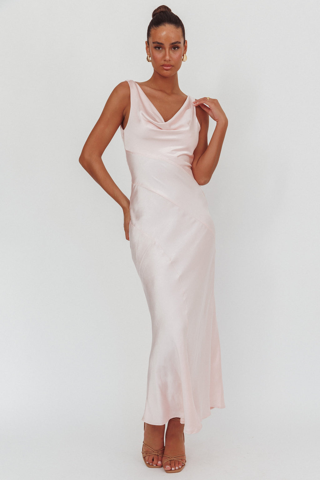 Good Intentions Cowl Neck Open Back Maxi Dress Pink by Selfie Leslie Australia