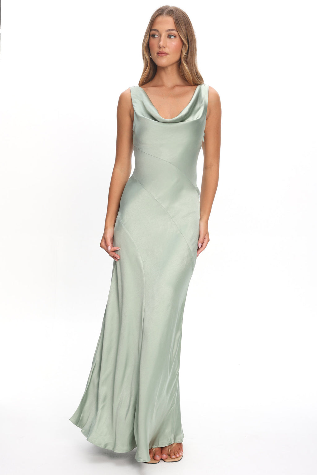 Good Intentions Cowl Neck Open Back Maxi Dress Sage by Selfie Leslie Australia