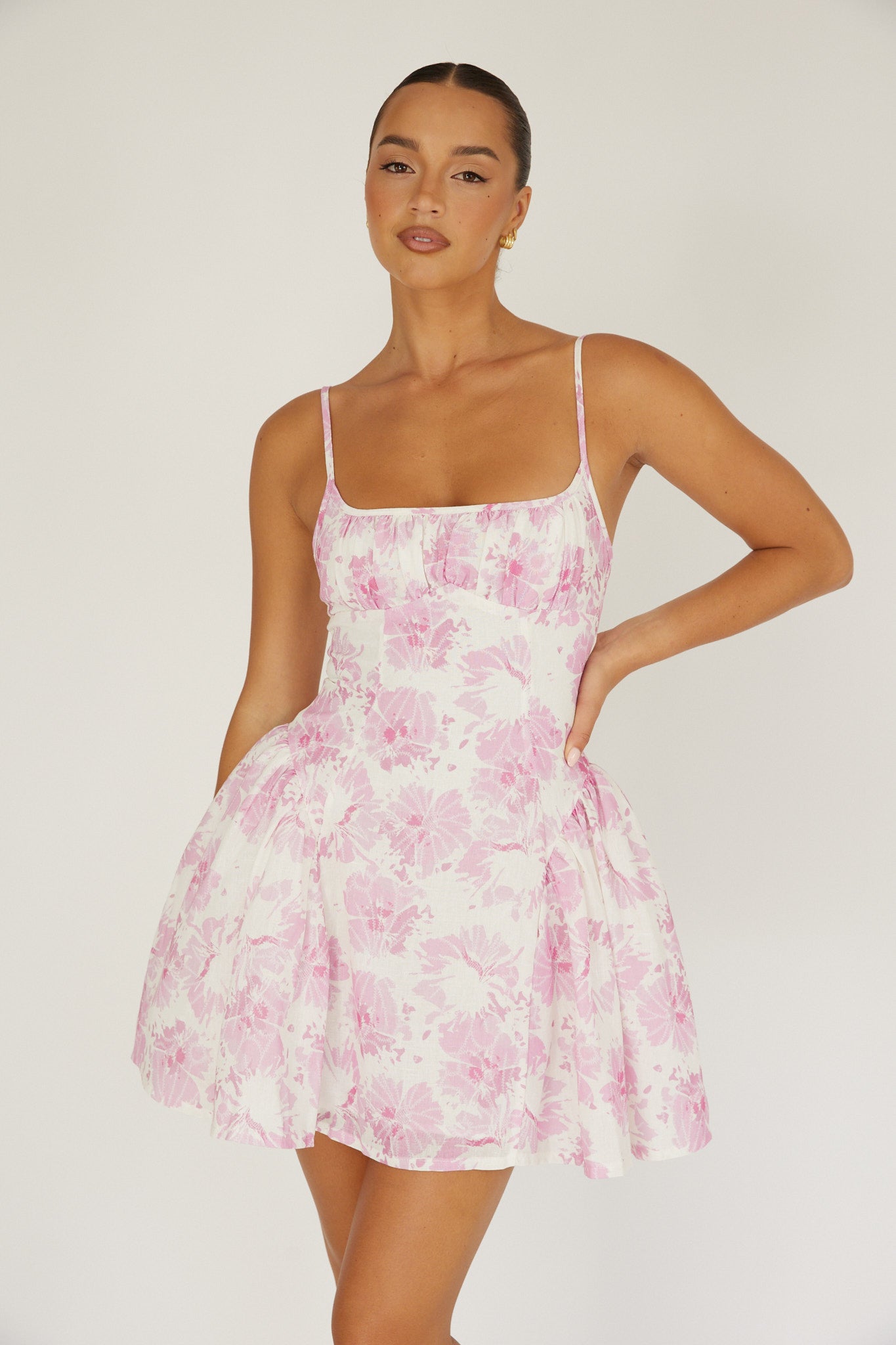 Courting Cami Strap Mini Dress Floral Pink by Selfie Leslie Australia