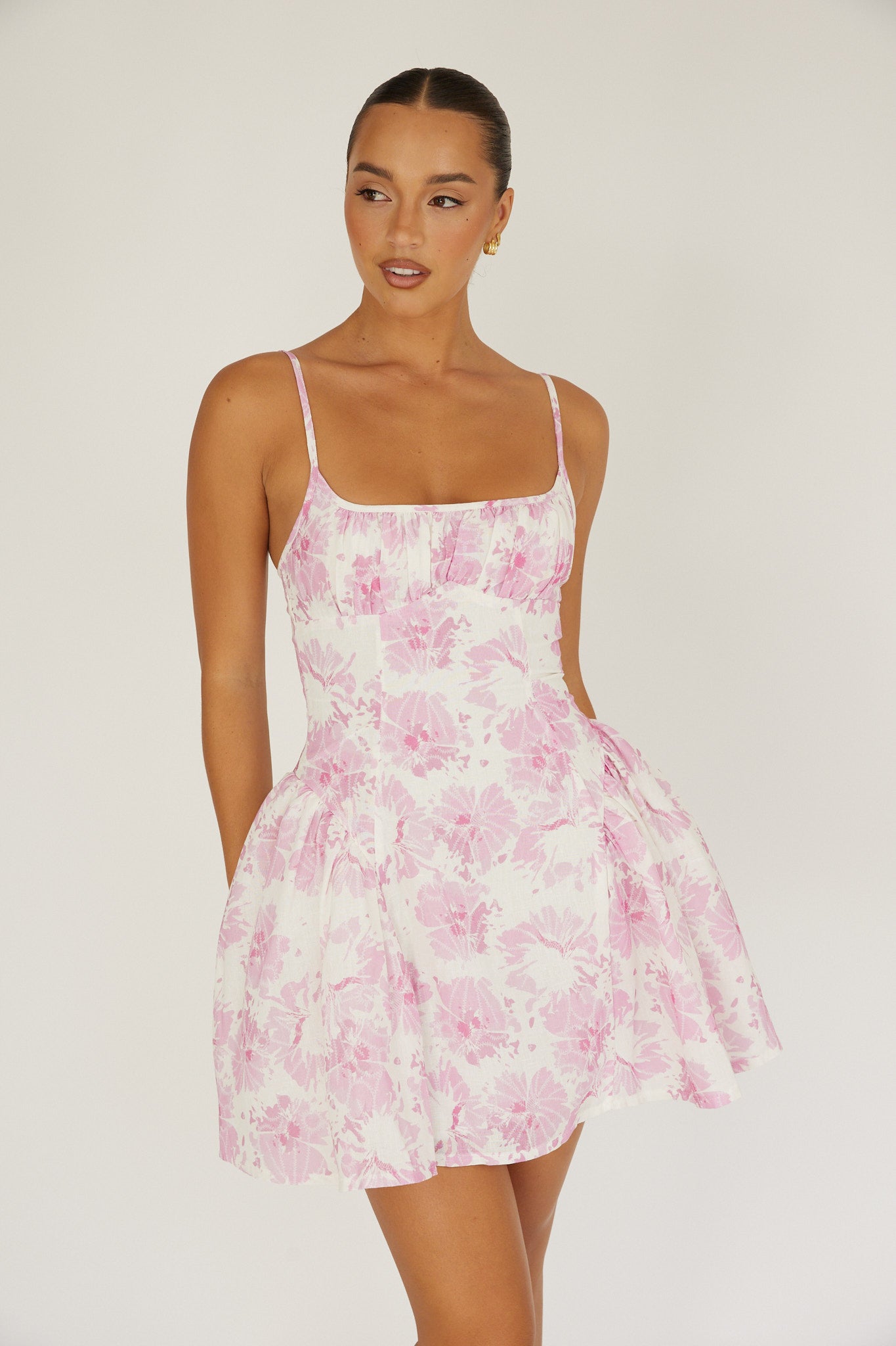 Courting Cami Strap Mini Dress Floral Pink by Selfie Leslie Australia