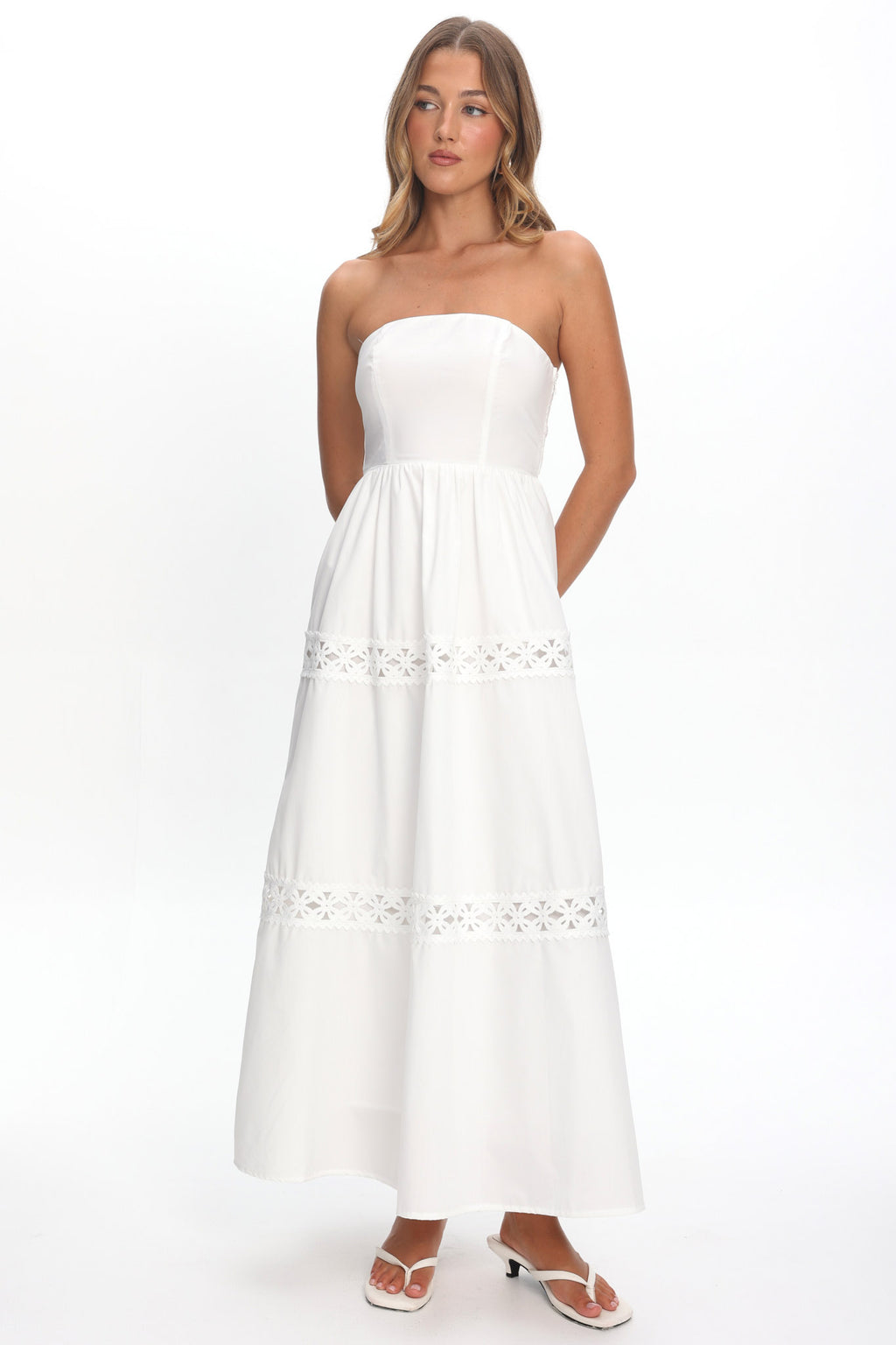 Kelita Strapless Maxi Dress White by Selfie Leslie Australia