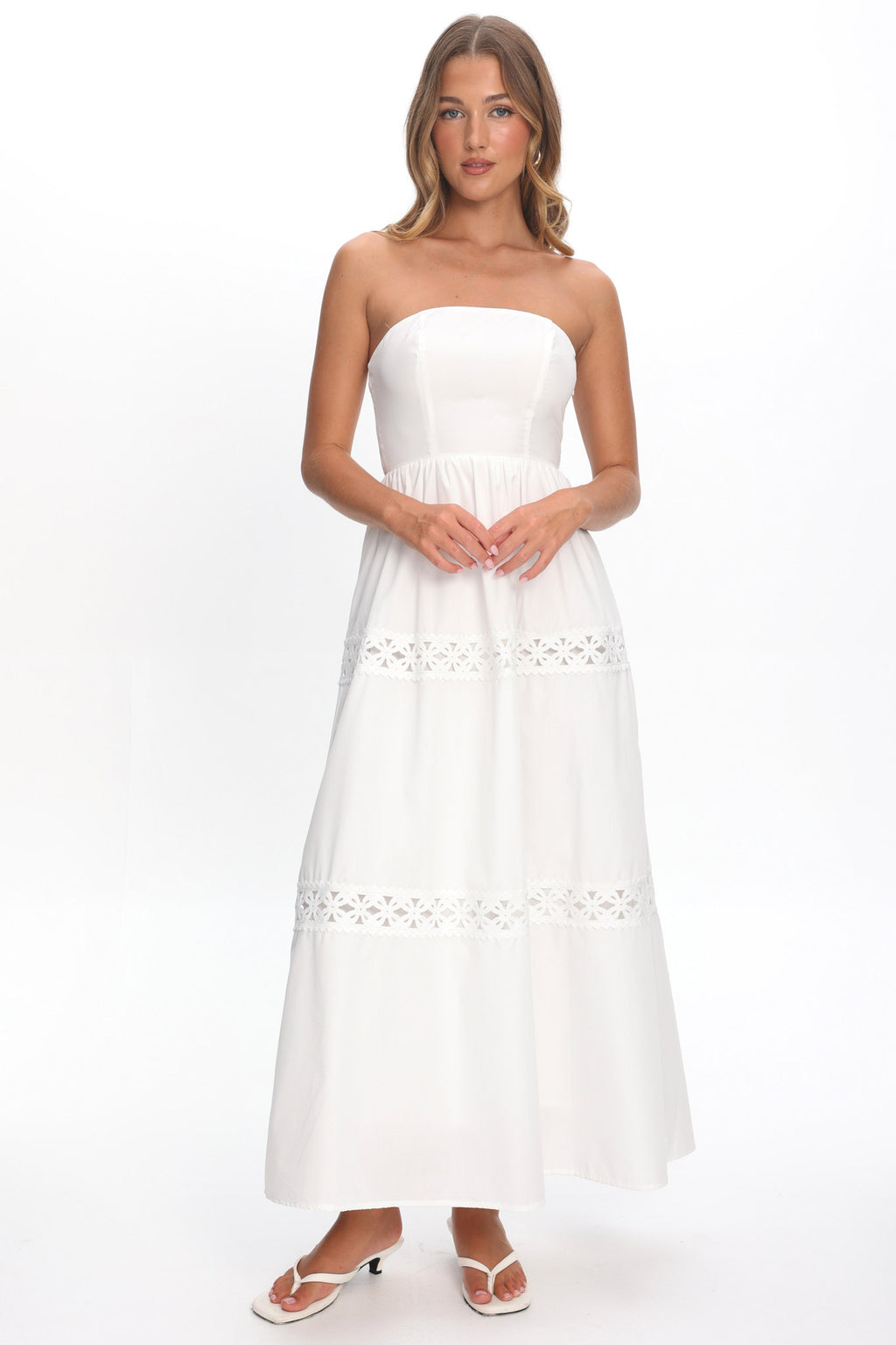 Kelita Strapless Maxi Dress White by Selfie Leslie Australia
