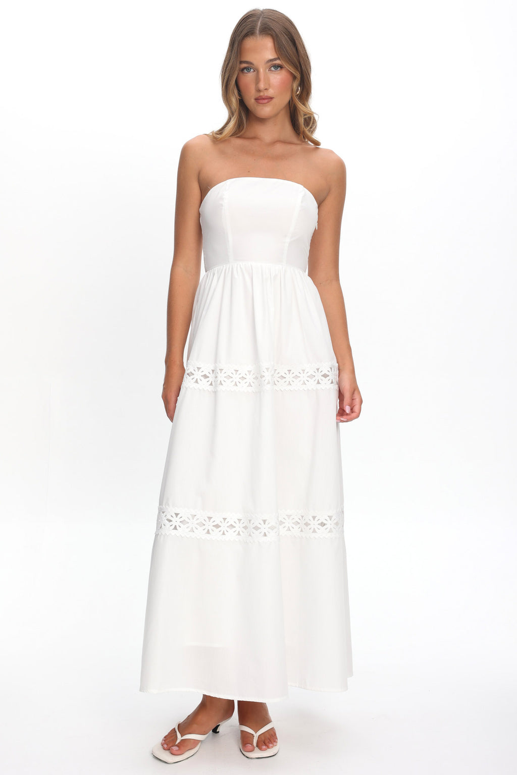 Kelita Strapless Maxi Dress White by Selfie Leslie Australia