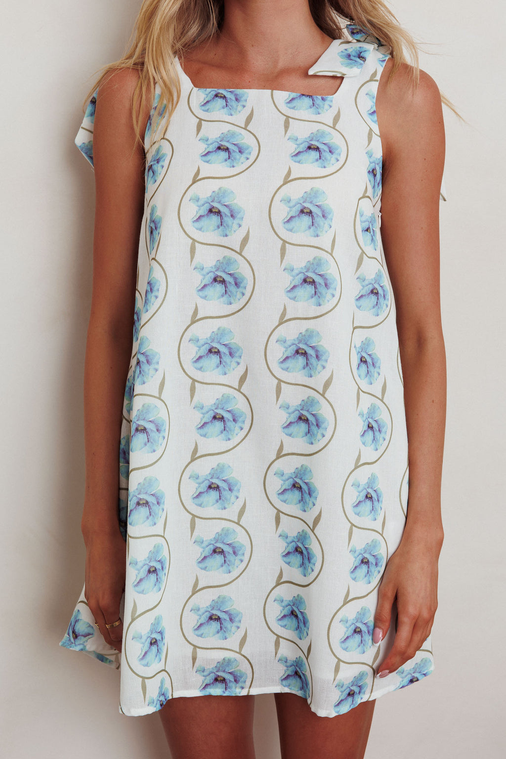 Annalee Tied Shoulder Mini Dress Floral Blue by Selfie Leslie Australia
