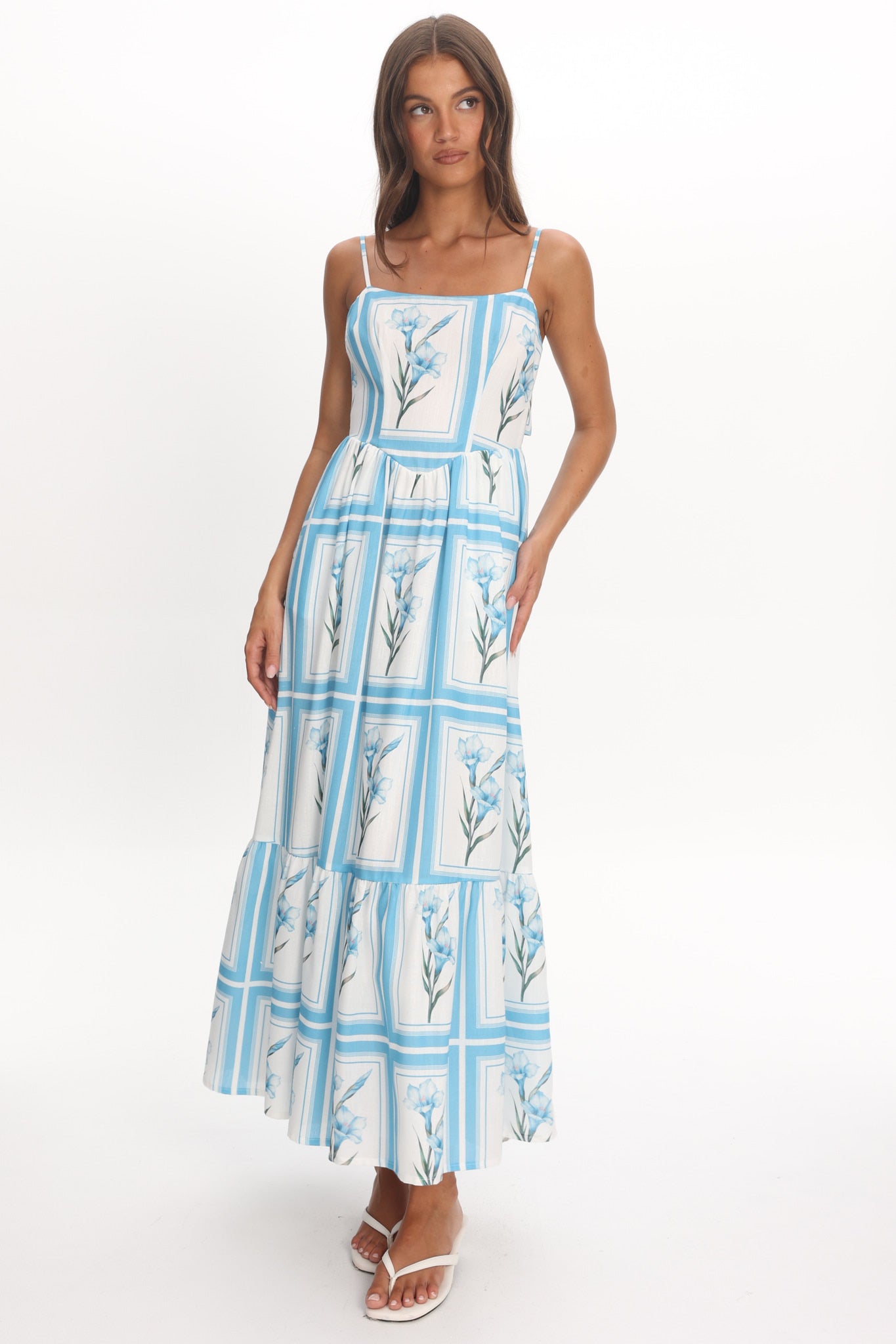 Newbury Bow Back Maxi Dress Floral Blue | Selfie Leslie Australia