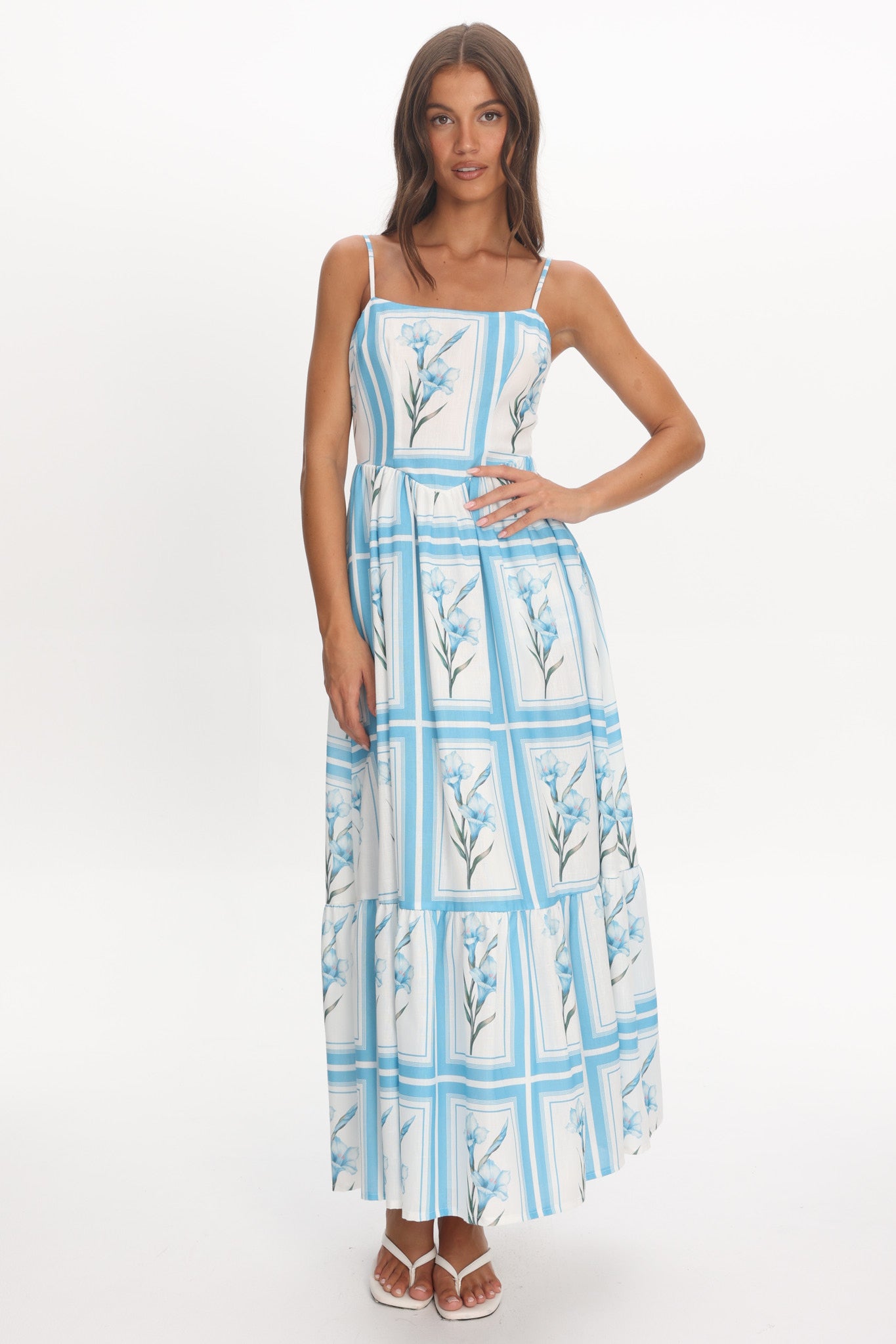 Newbury Bow Back Maxi Dress Floral Blue by Selfie Leslie Australia