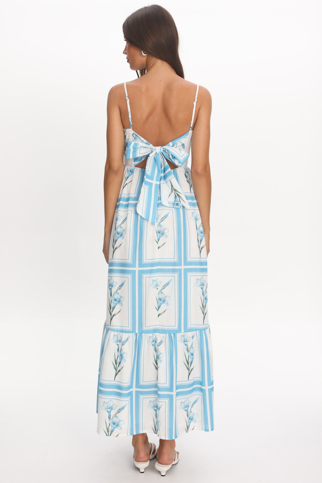 Newbury Bow Back Maxi Dress Floral Blue by Selfie Leslie Australia