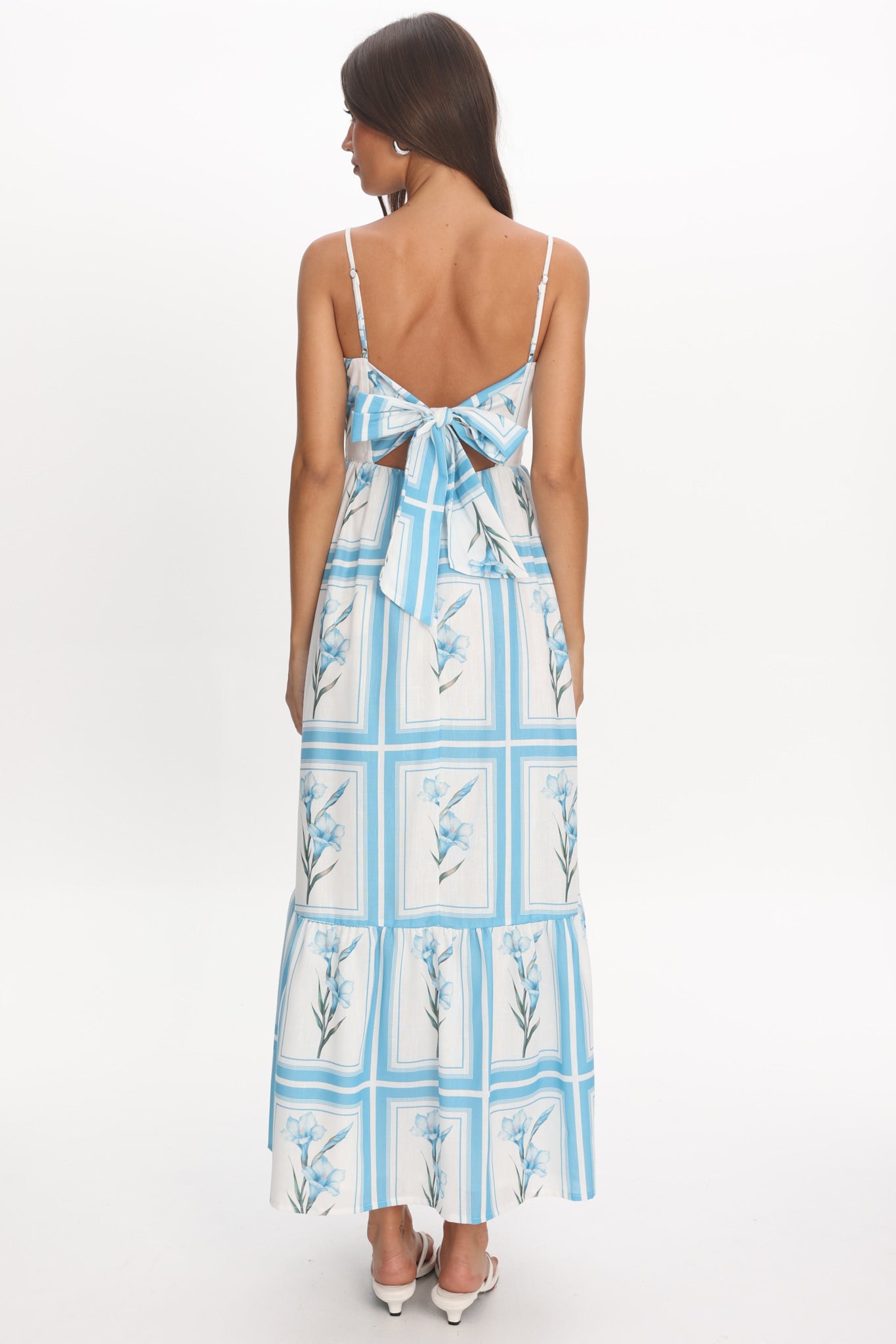 Newbury Bow Back Maxi Dress Floral Blue by Selfie Leslie Australia