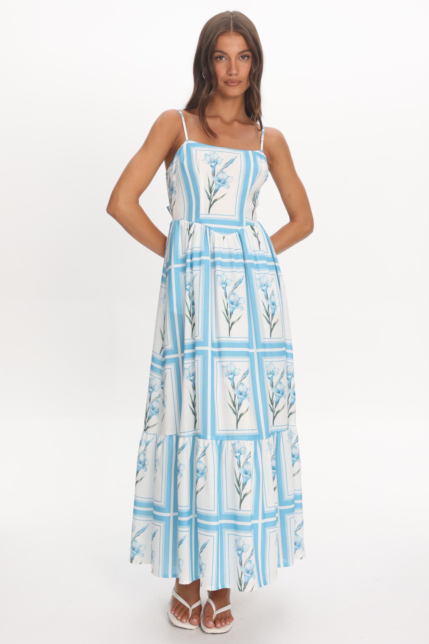 Newbury Bow Back Maxi Dress Floral Blue by Selfie Leslie Australia