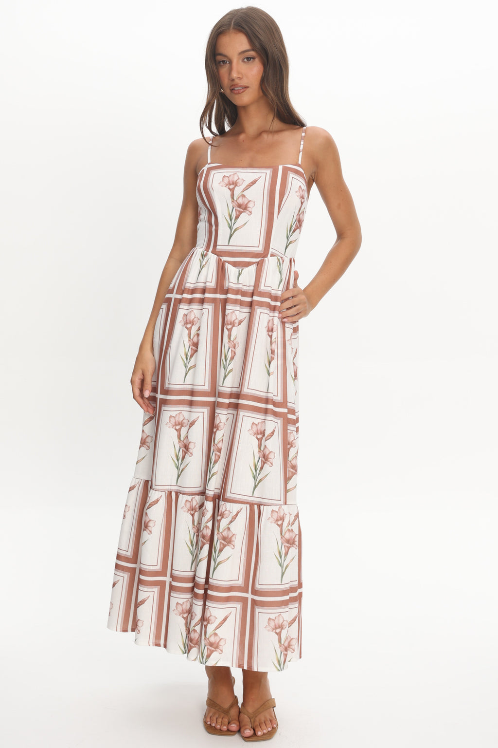 Newbury Bow Back Maxi Dress Floral Chocolate by Selfie Leslie Australia