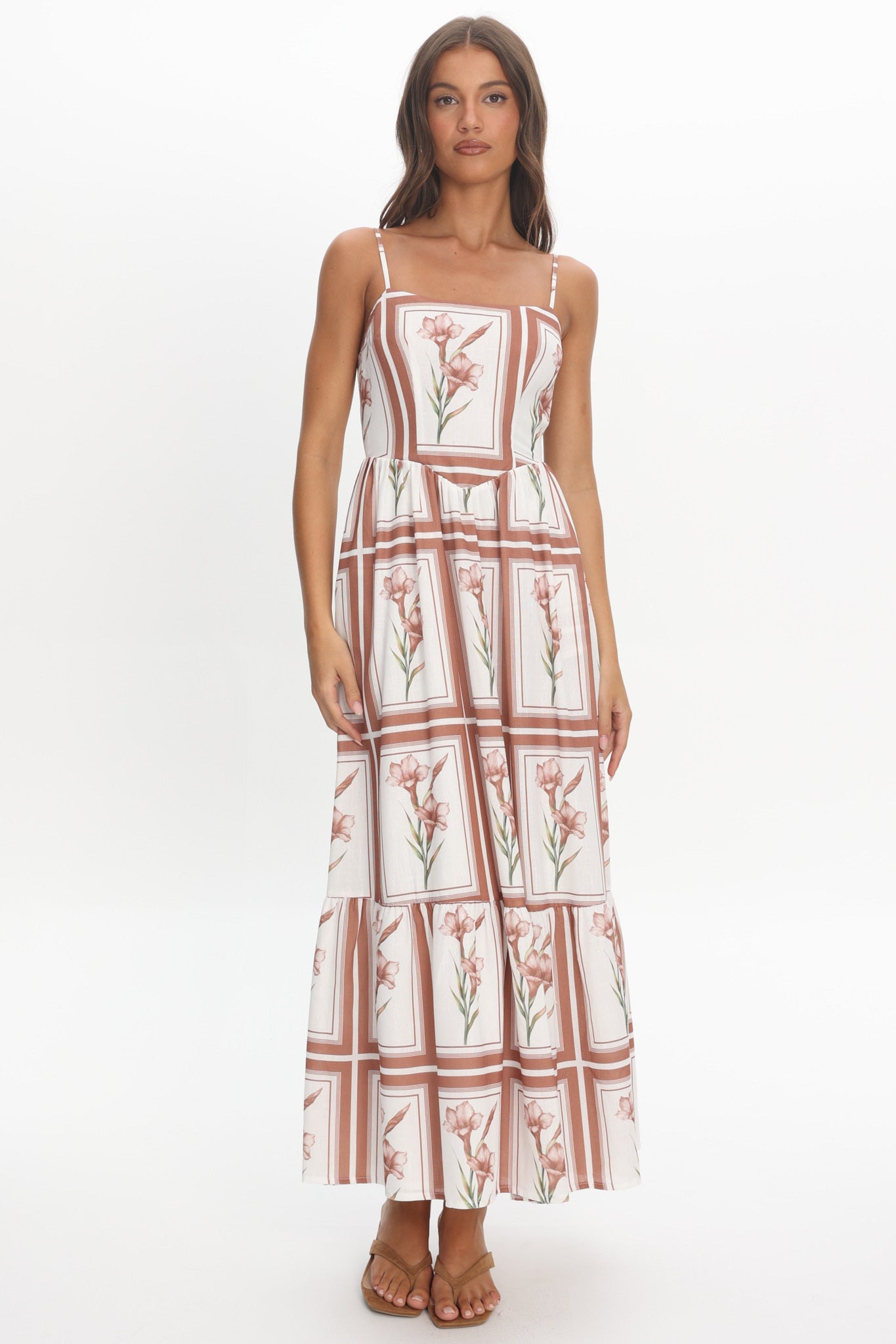 Newbury Bow Back Maxi Dress Floral Chocolate by Selfie Leslie Australia