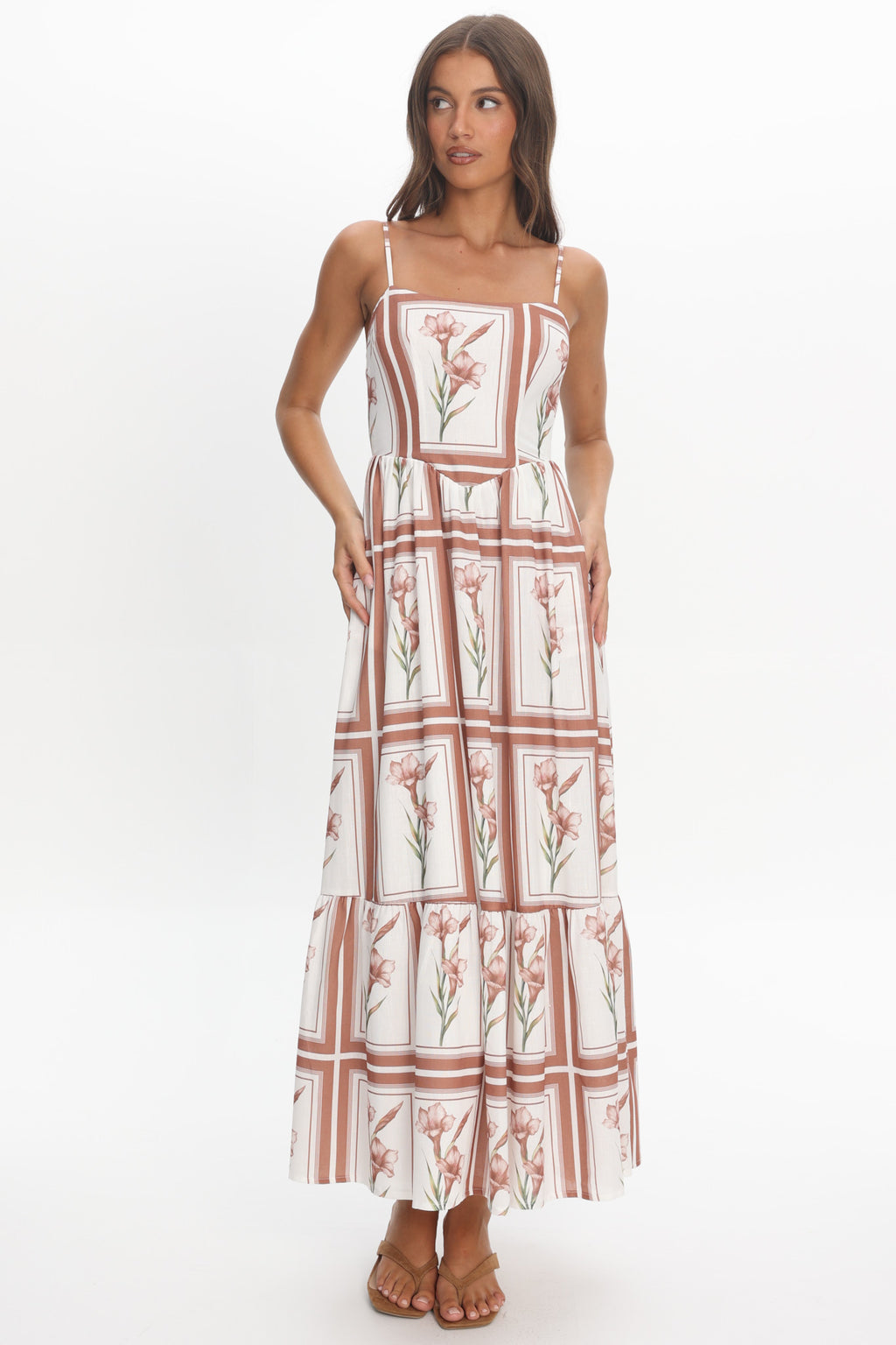 Newbury Bow Back Maxi Dress Floral Chocolate by Selfie Leslie Australia