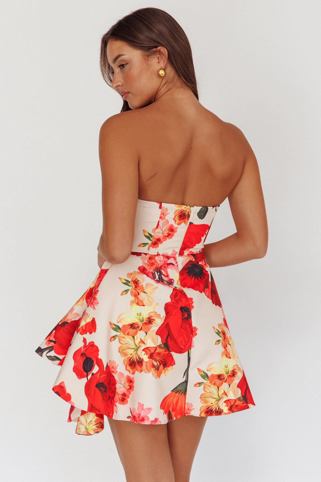 Minnesota Strapless Mini Dress Floral Red by Selfie Leslie Australia