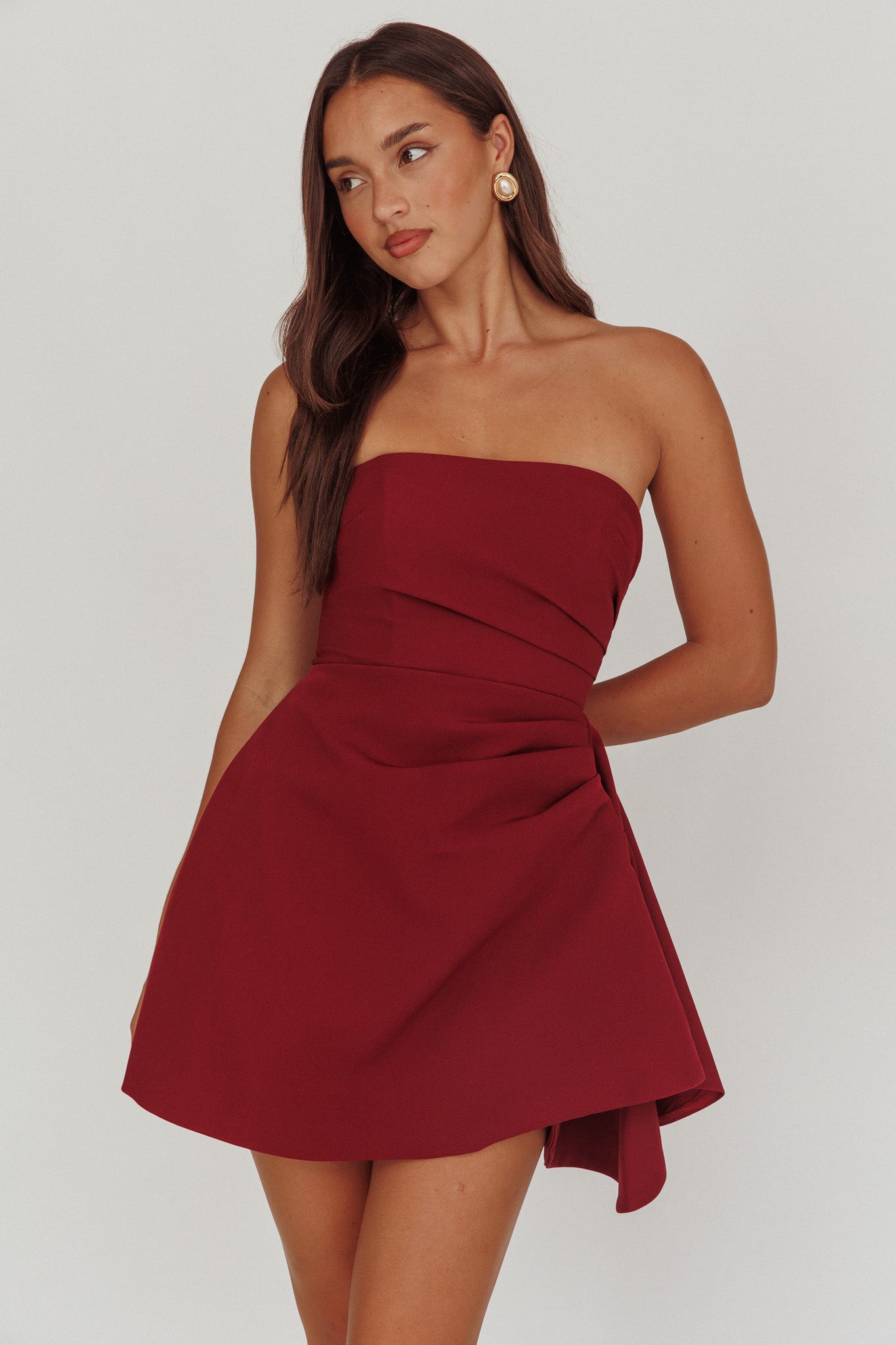Minnesota Strapless Mini Dress Wine by Selfie Leslie Australia