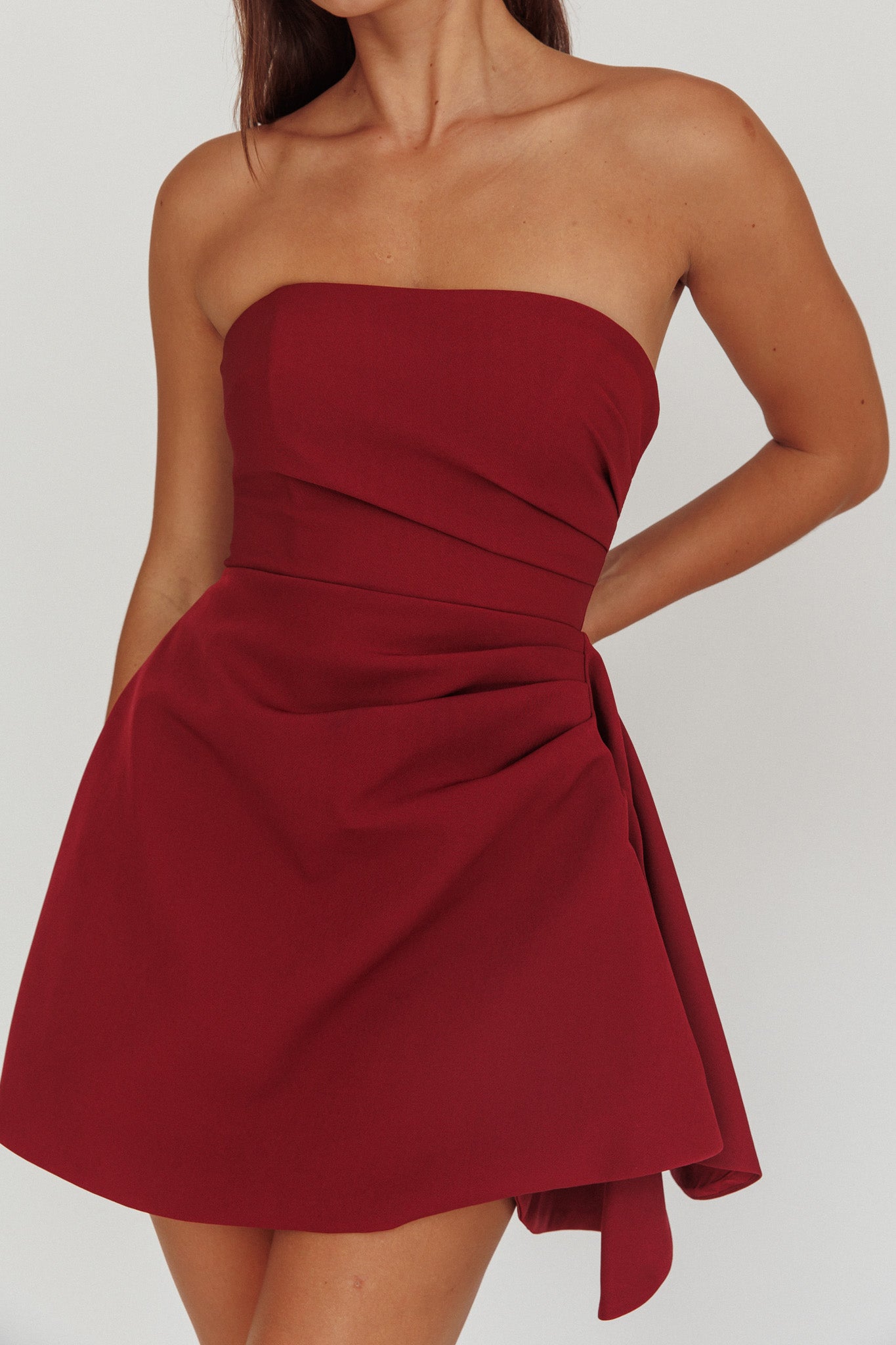 Minnesota Strapless Mini Dress Wine by Selfie Leslie Australia