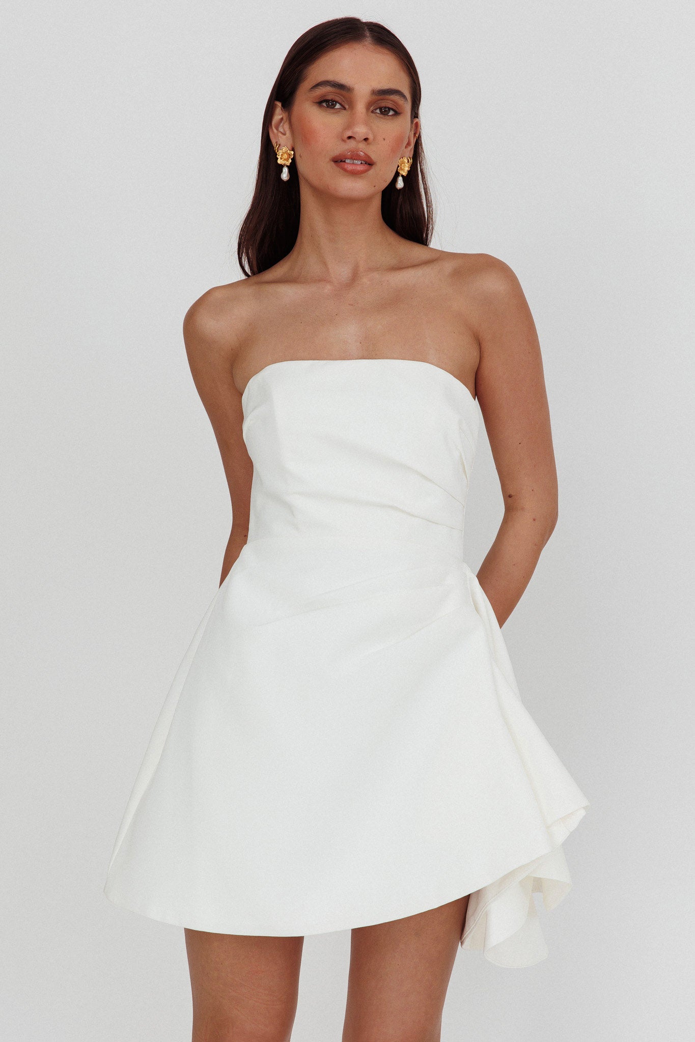 Minnesota Strapless Mini Dress White by Selfie Leslie Australia
