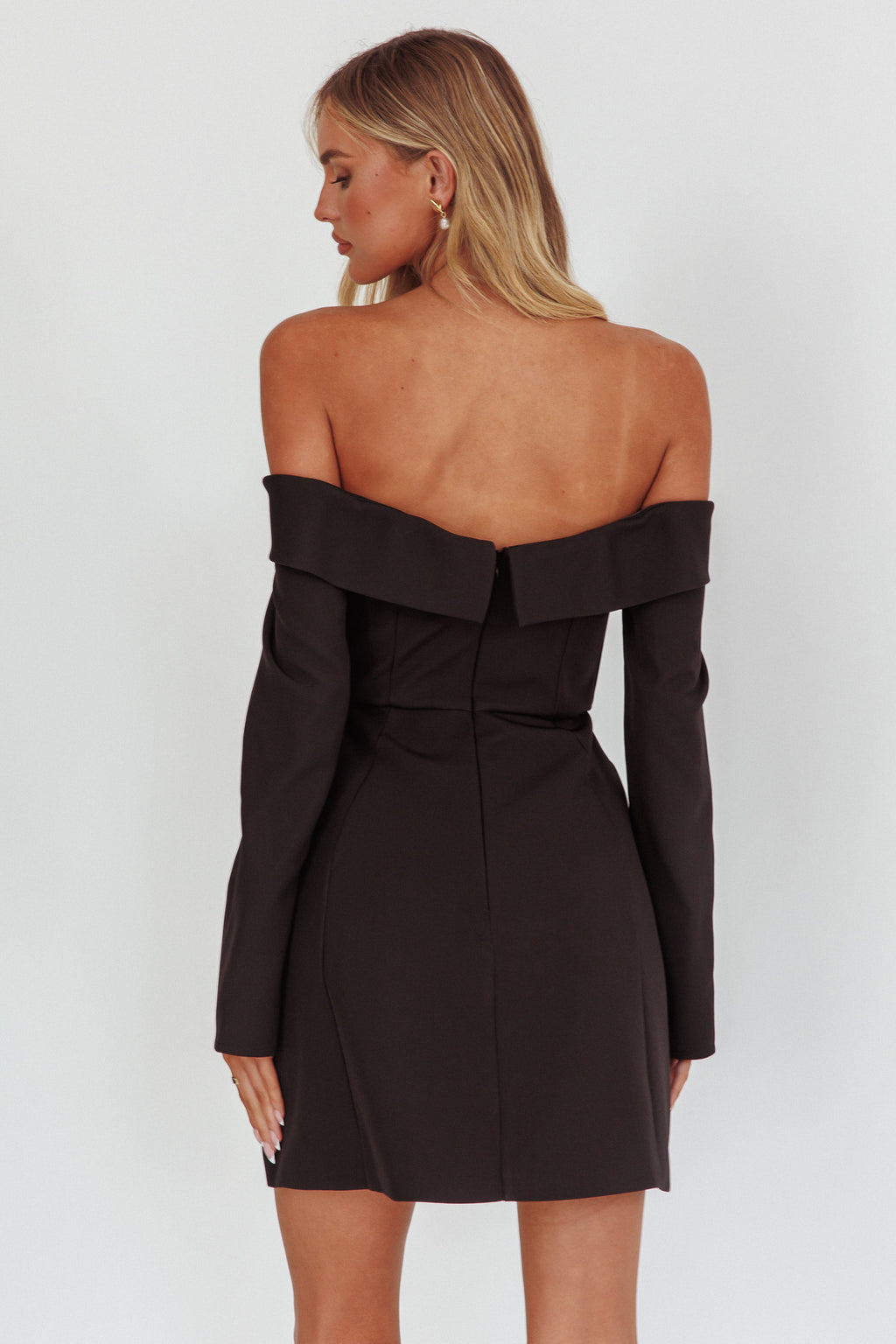 Laviniah Foldover Long Sleeve Mini Dress Black by Selfie Leslie Australia