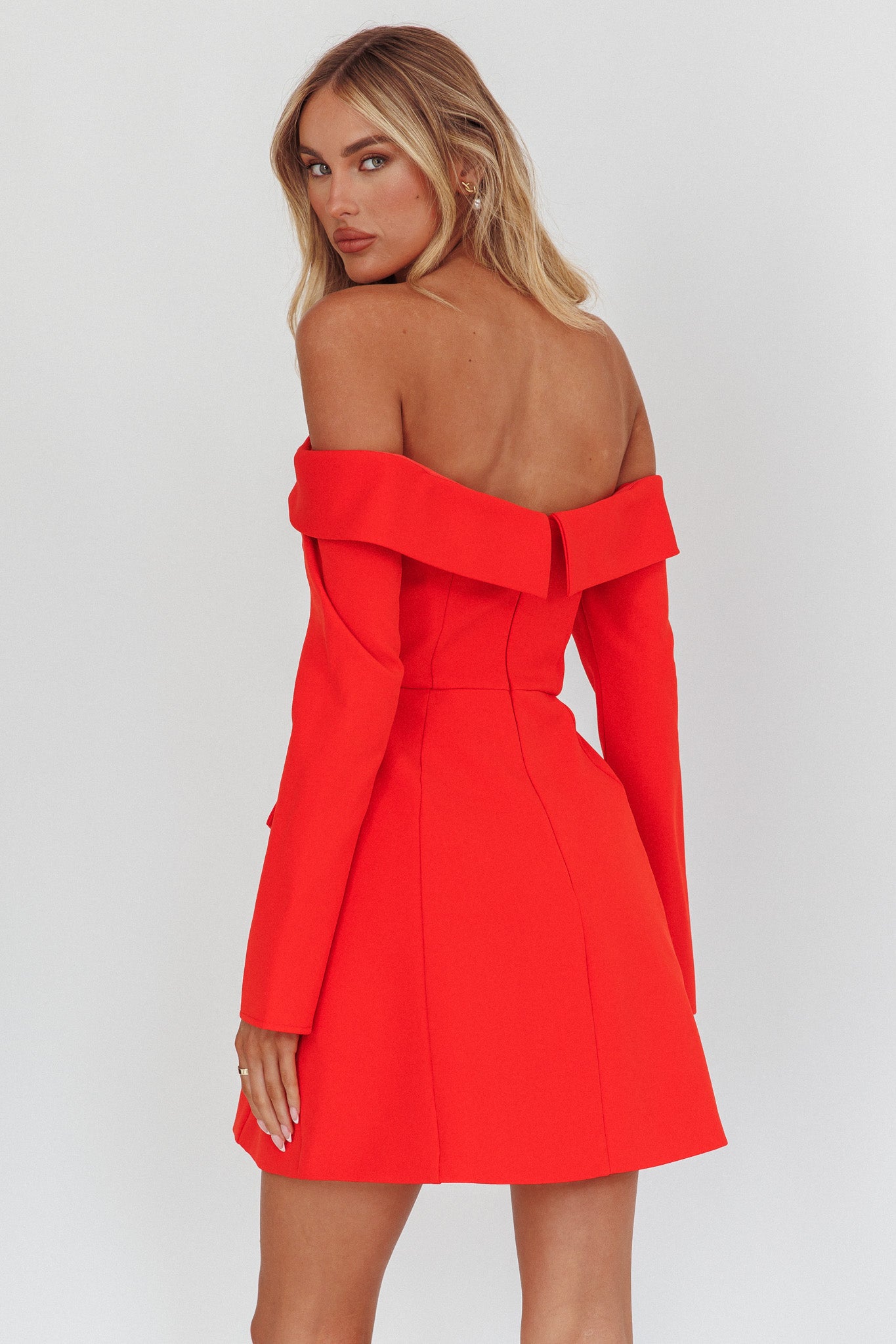 Laviniah Foldover Long Sleeve Mini Dress Red by Selfie Leslie Australia