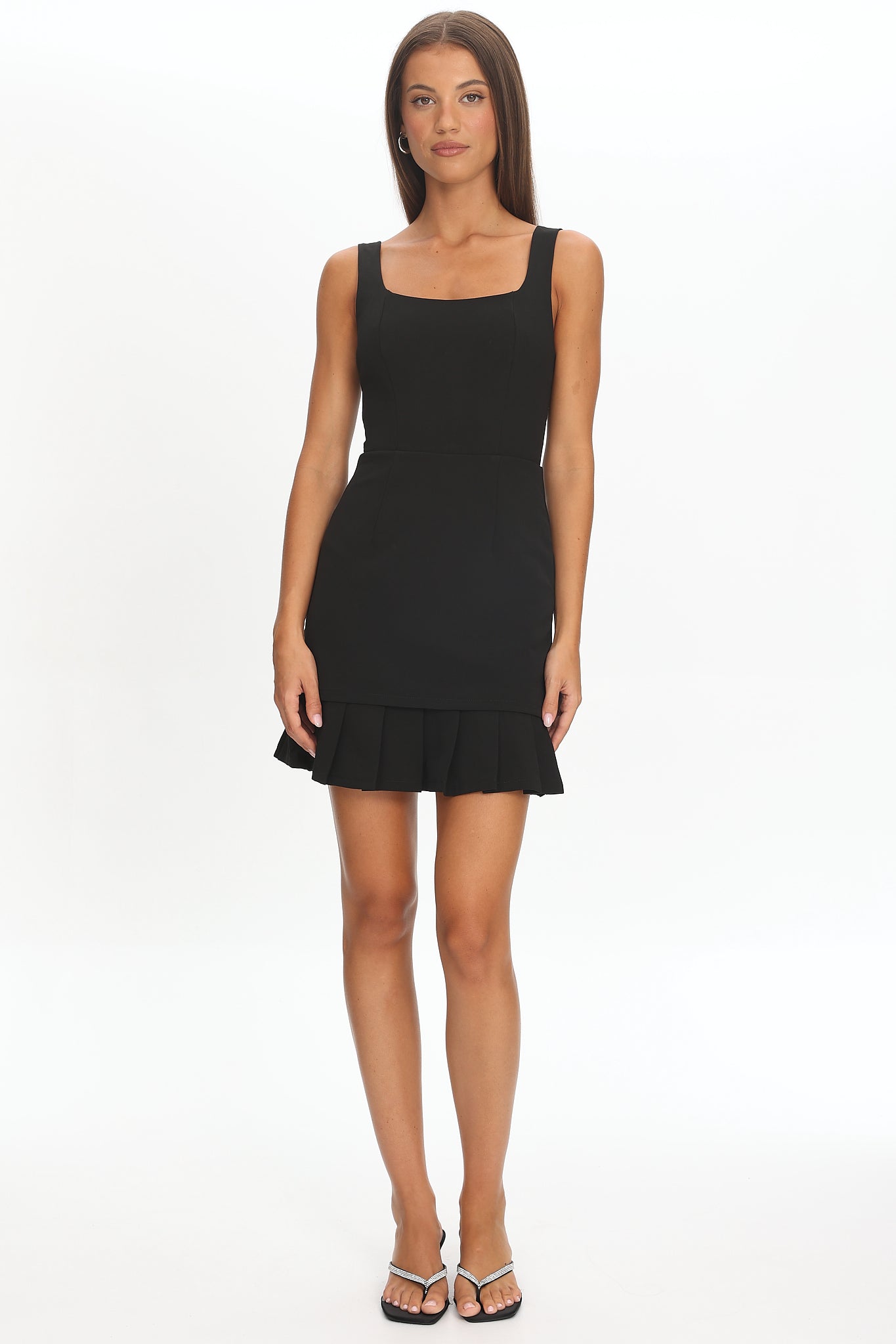 Lili Pleat Hem Mini Dress Black by Selfie Leslie Australia