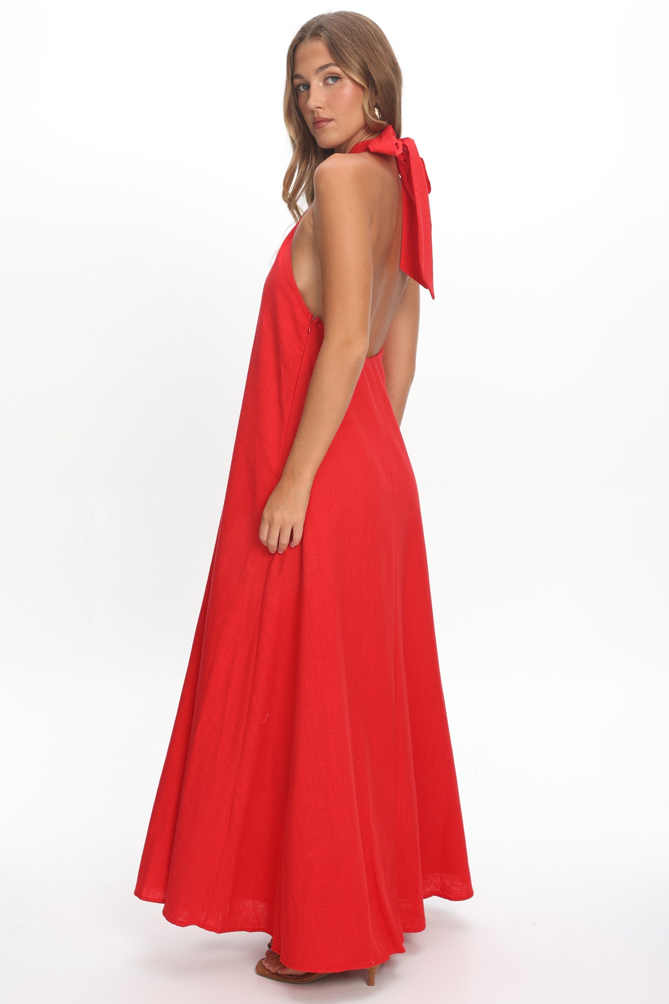 Cheer Twist Halterneck Maxi Dress Red by Selfie Leslie Australia