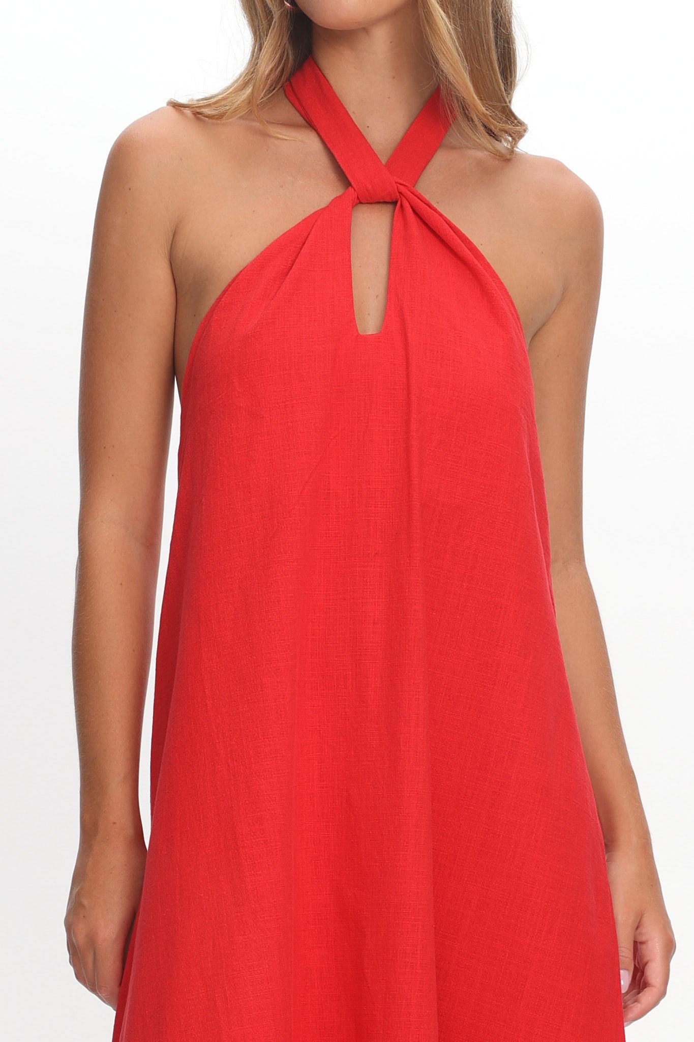 Cheer Twist Halterneck Maxi Dress Red by Selfie Leslie Australia