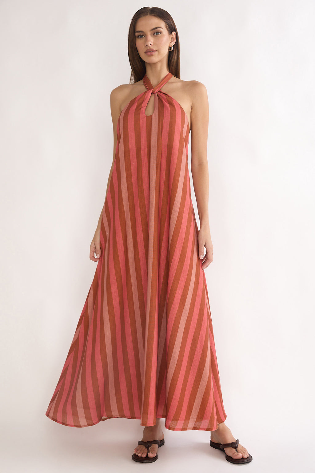 Cheer Backless Halter Maxi Dress Pink Multi by Selfie Leslie Australia