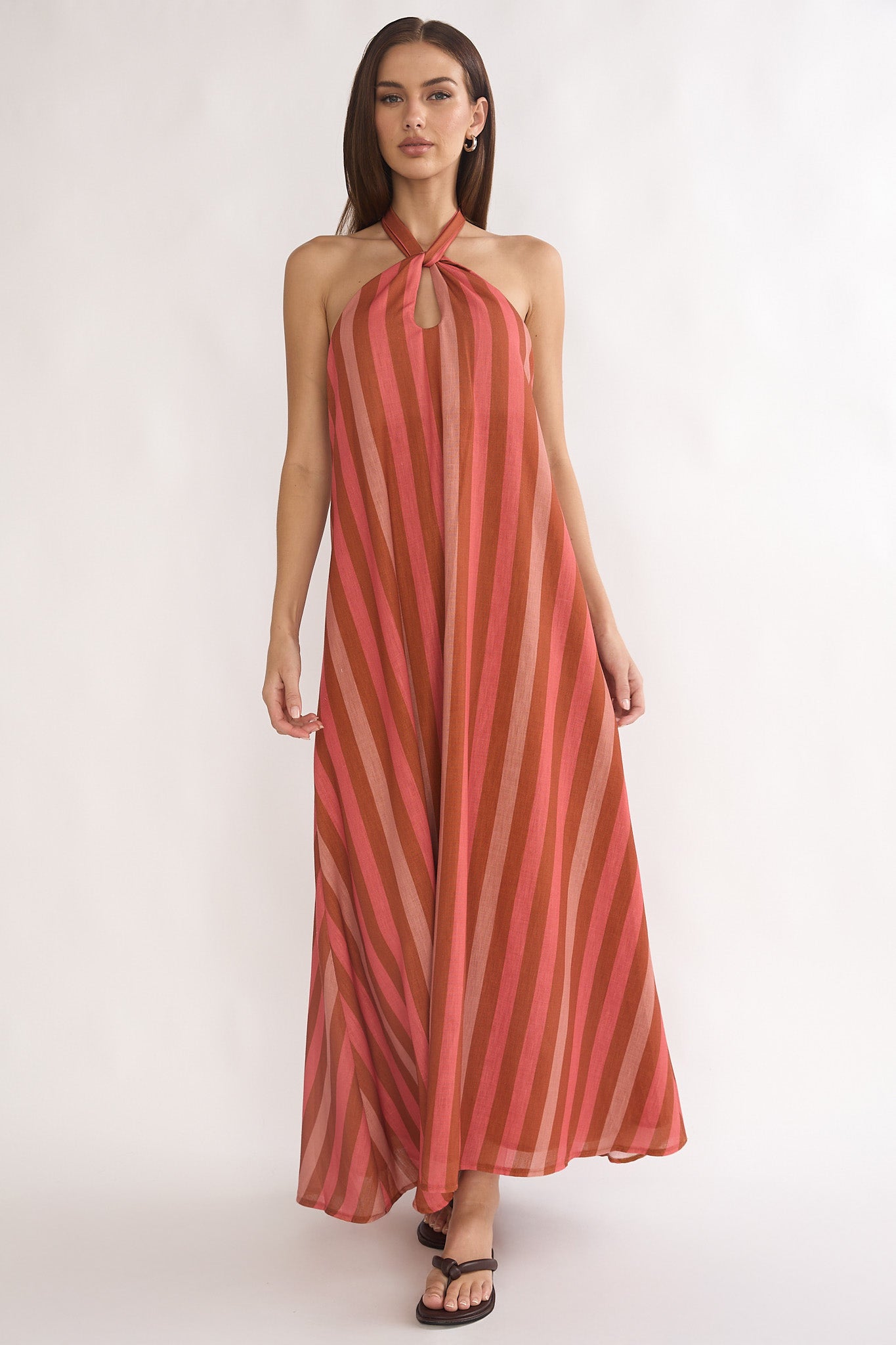 Cheer Backless Halter Maxi Dress Pink Multi by Selfie Leslie Australia