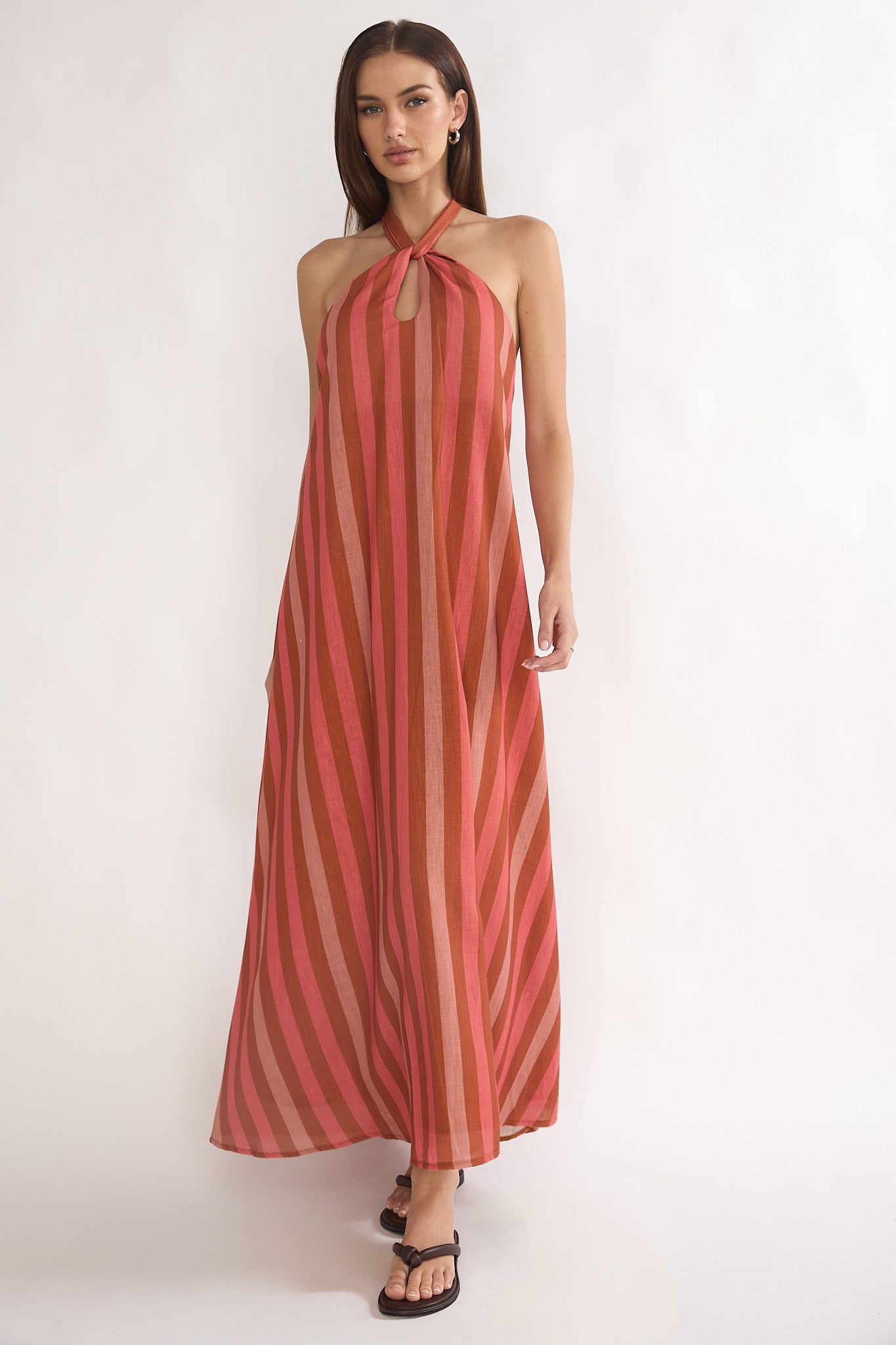 Cheer Backless Halter Maxi Dress Pink Multi by Selfie Leslie Australia